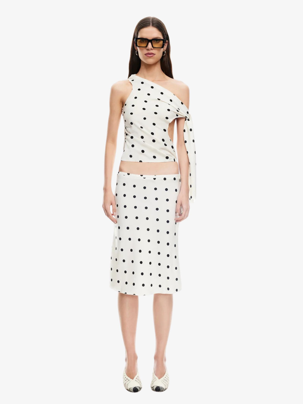 Lioness Shoreline Midi Skirt | Cream Polka