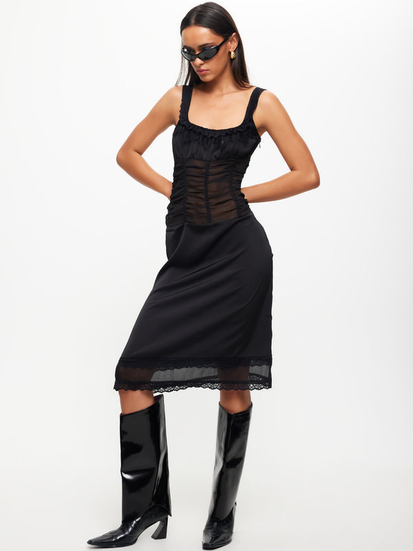 Kendall Midi Dress in Onyx Black - Glue Store