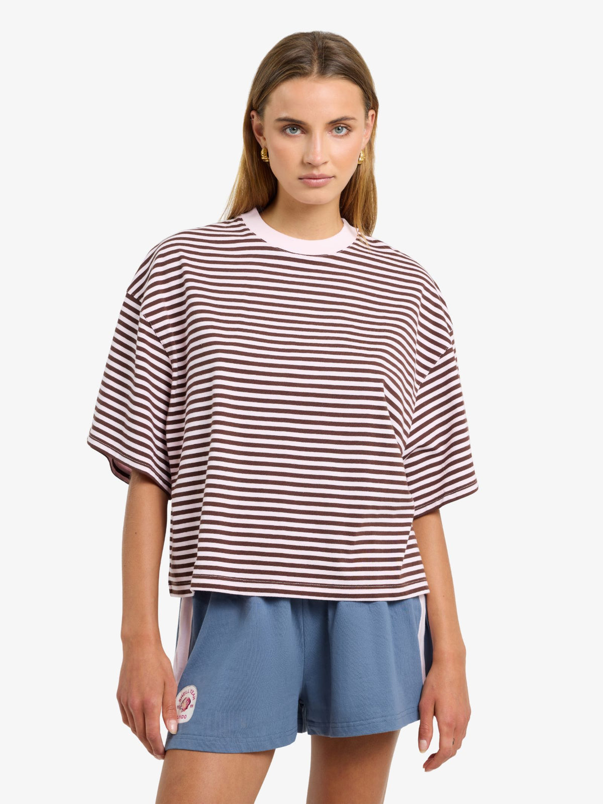 LIIDO Boxy Crop Tee | Pink Island Stripe