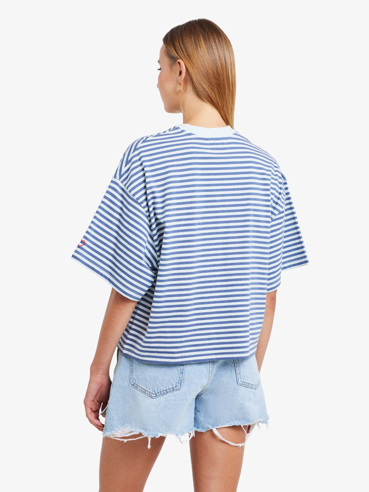LIIDO Boxy Crop Tee | Blue Island Stripe