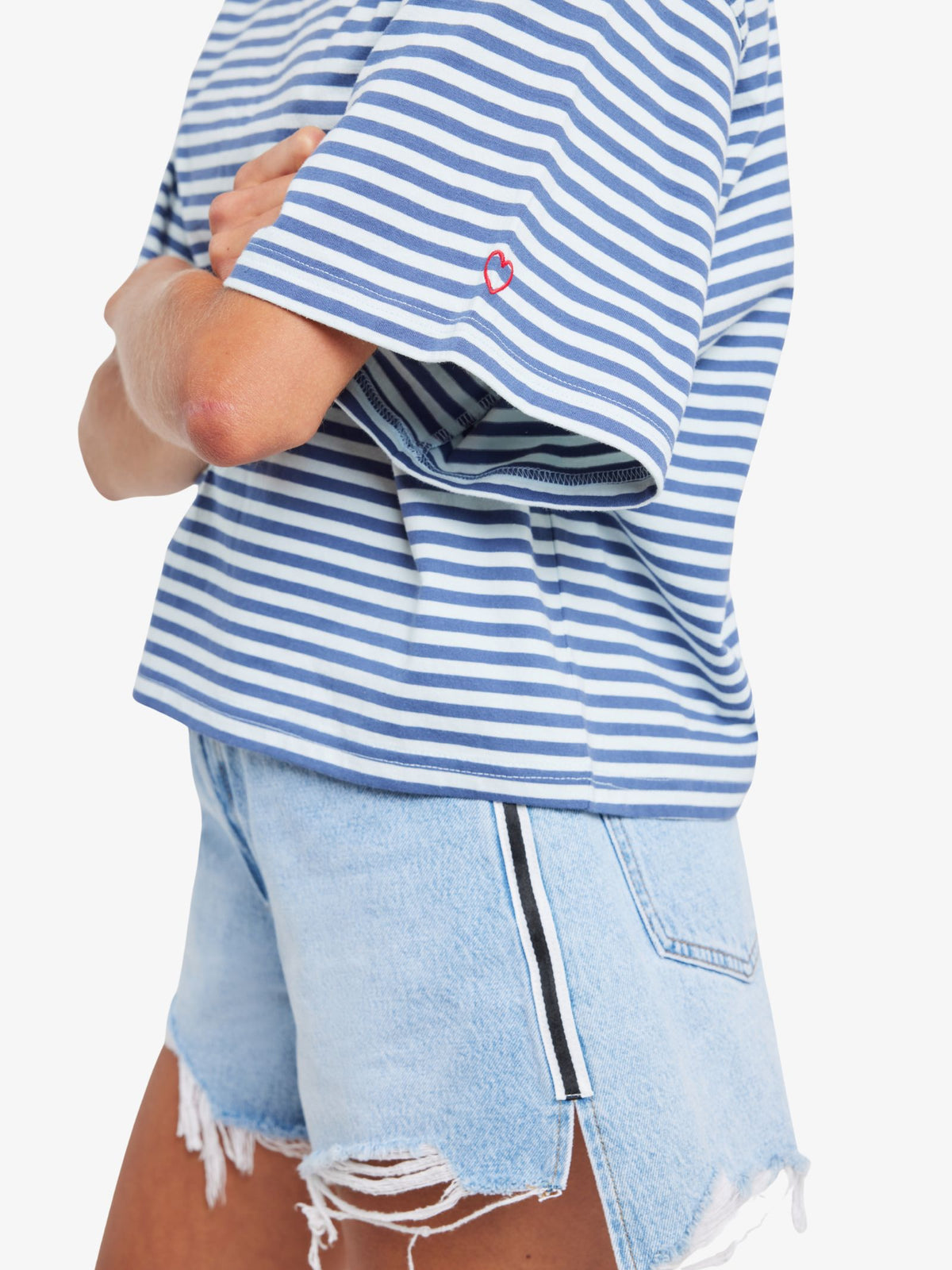 LIIDO Boxy Crop Tee | Blue Island Stripe