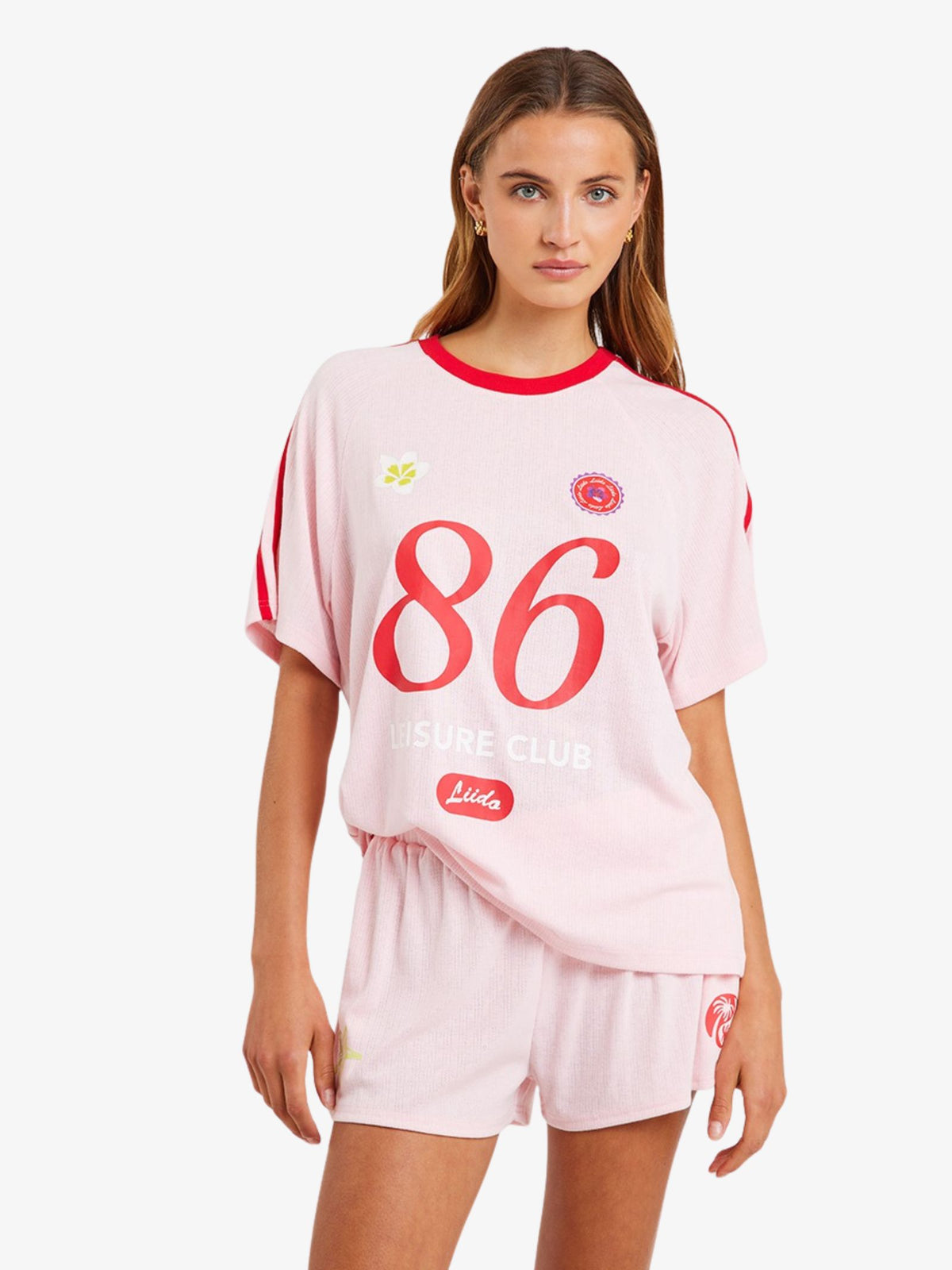 LIIDO Pointelle Leisure Club Tee | PINK POINTELLE