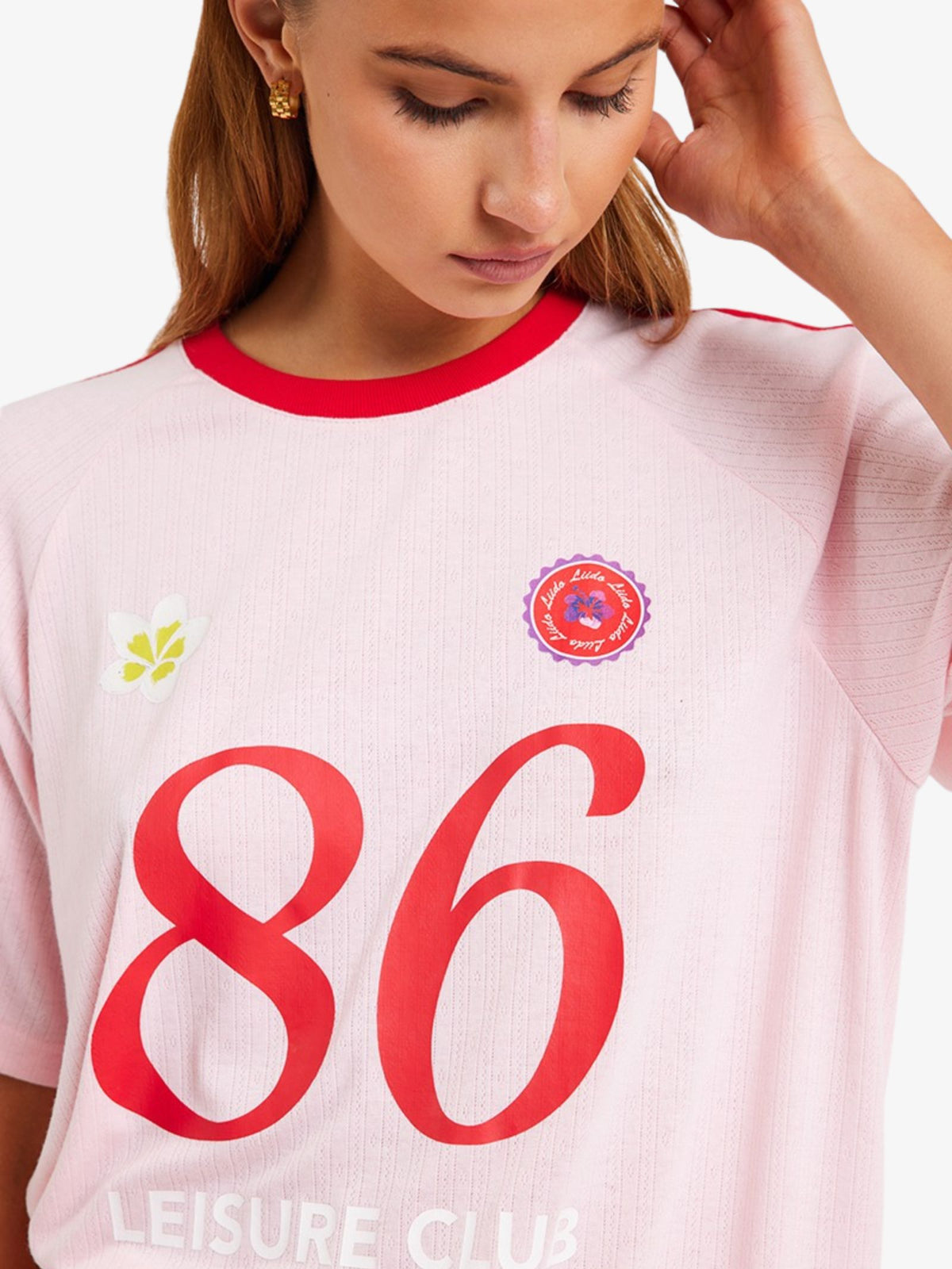 LIIDO Pointelle Leisure Club Tee | PINK POINTELLE