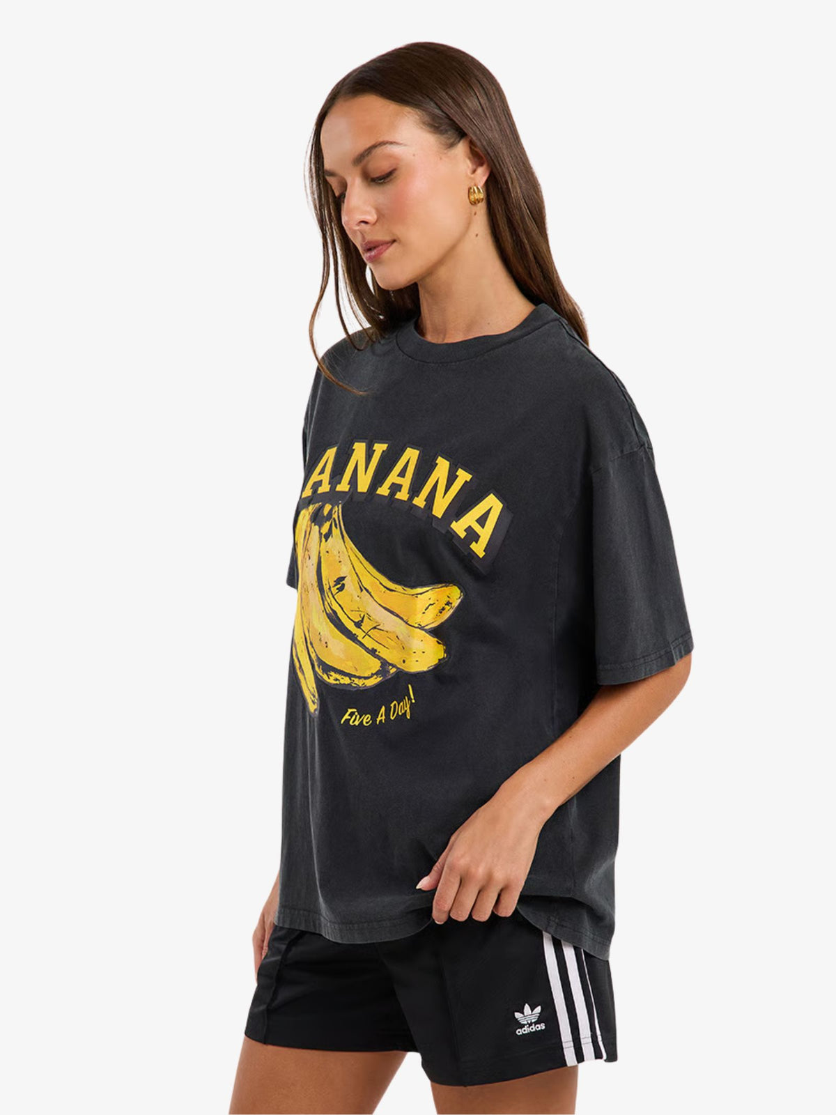 LIIDO Banana Oversized Tee | WASHED BLACK