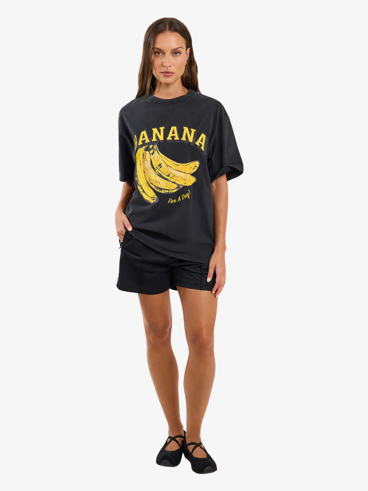 LIIDO Banana Oversized Tee | WASHED BLACK