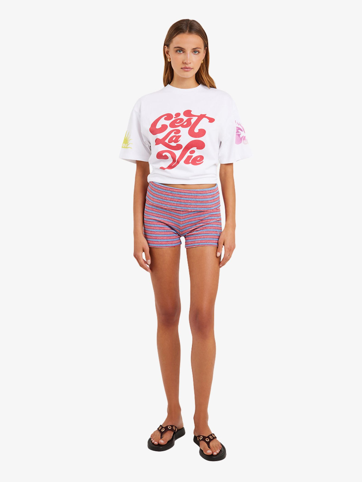 LIIDO Roll Over Terry Shorts | IBIZA TERRY STRIPE