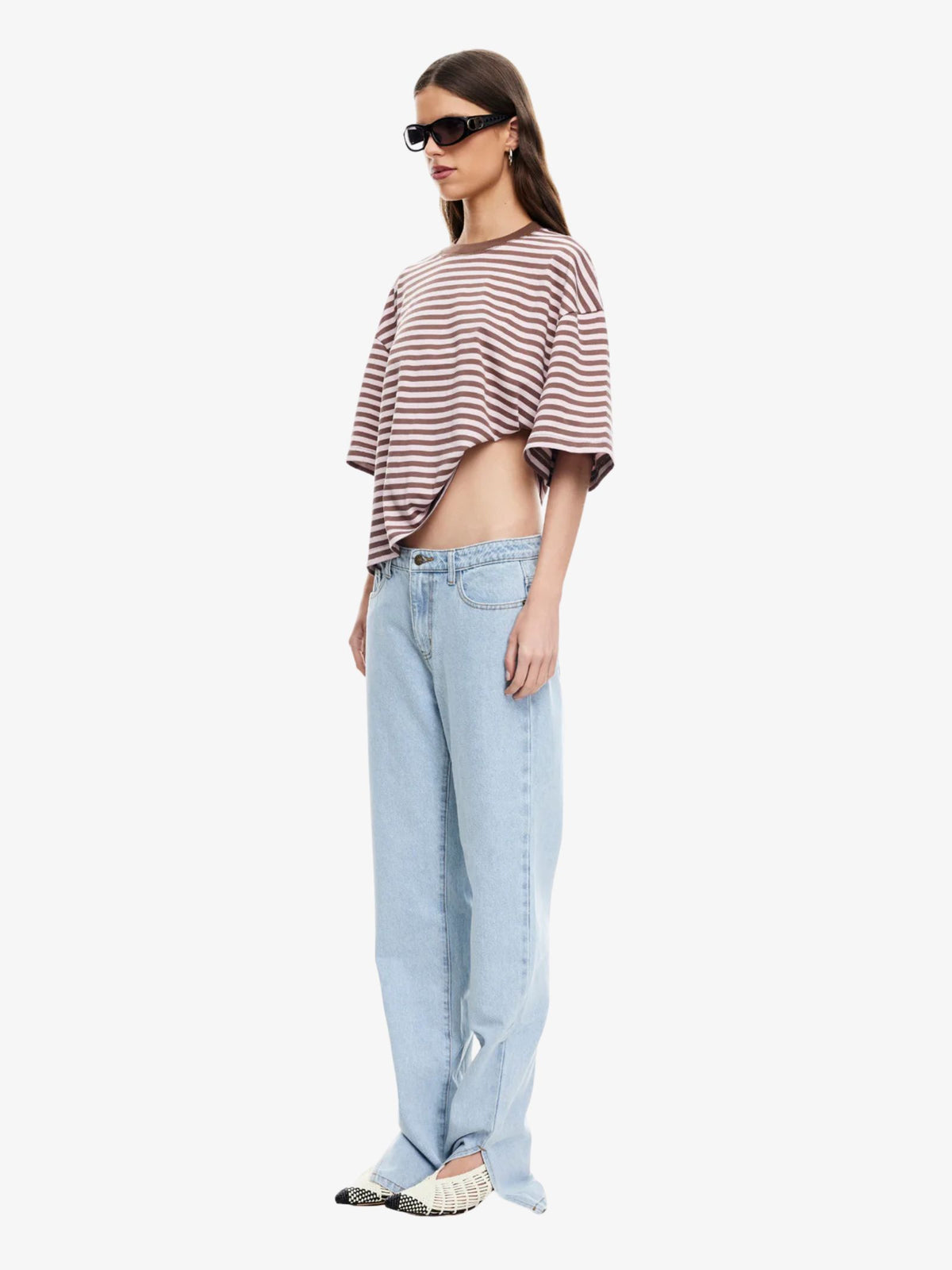 Lioness Bloom Short Sleeve Tee | Chocolate Blush Stripe