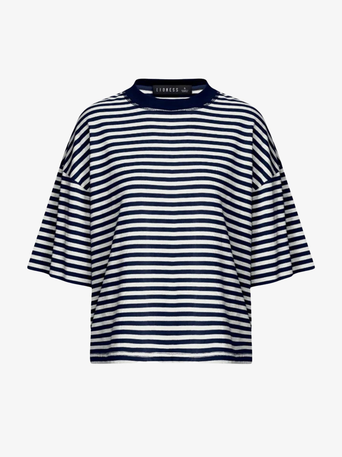 Lioness Bloom Short Sleeve Tee | White Navy Stripe
