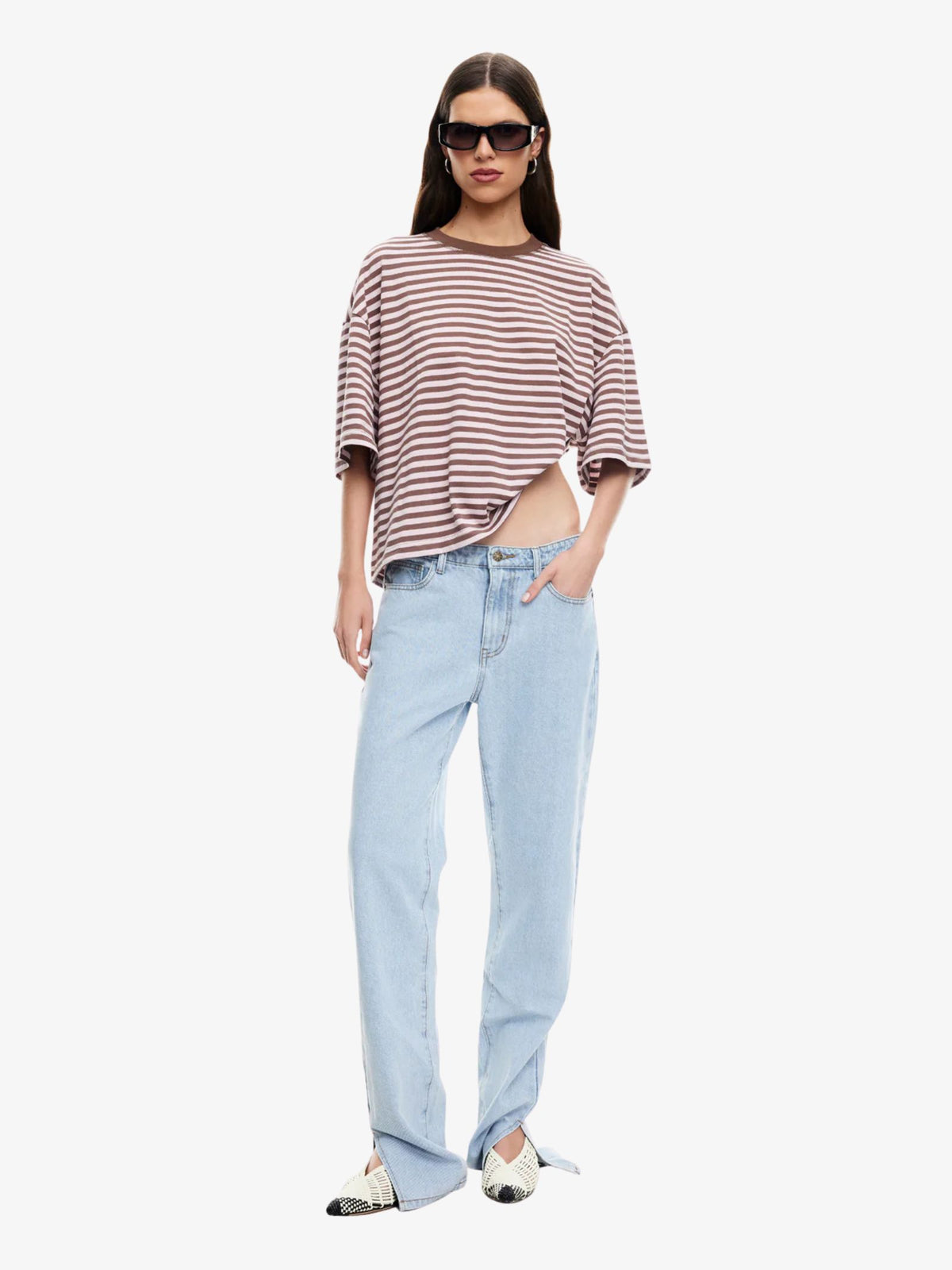 Lioness Bloom Short Sleeve Tee | Chocolate Blush Stripe