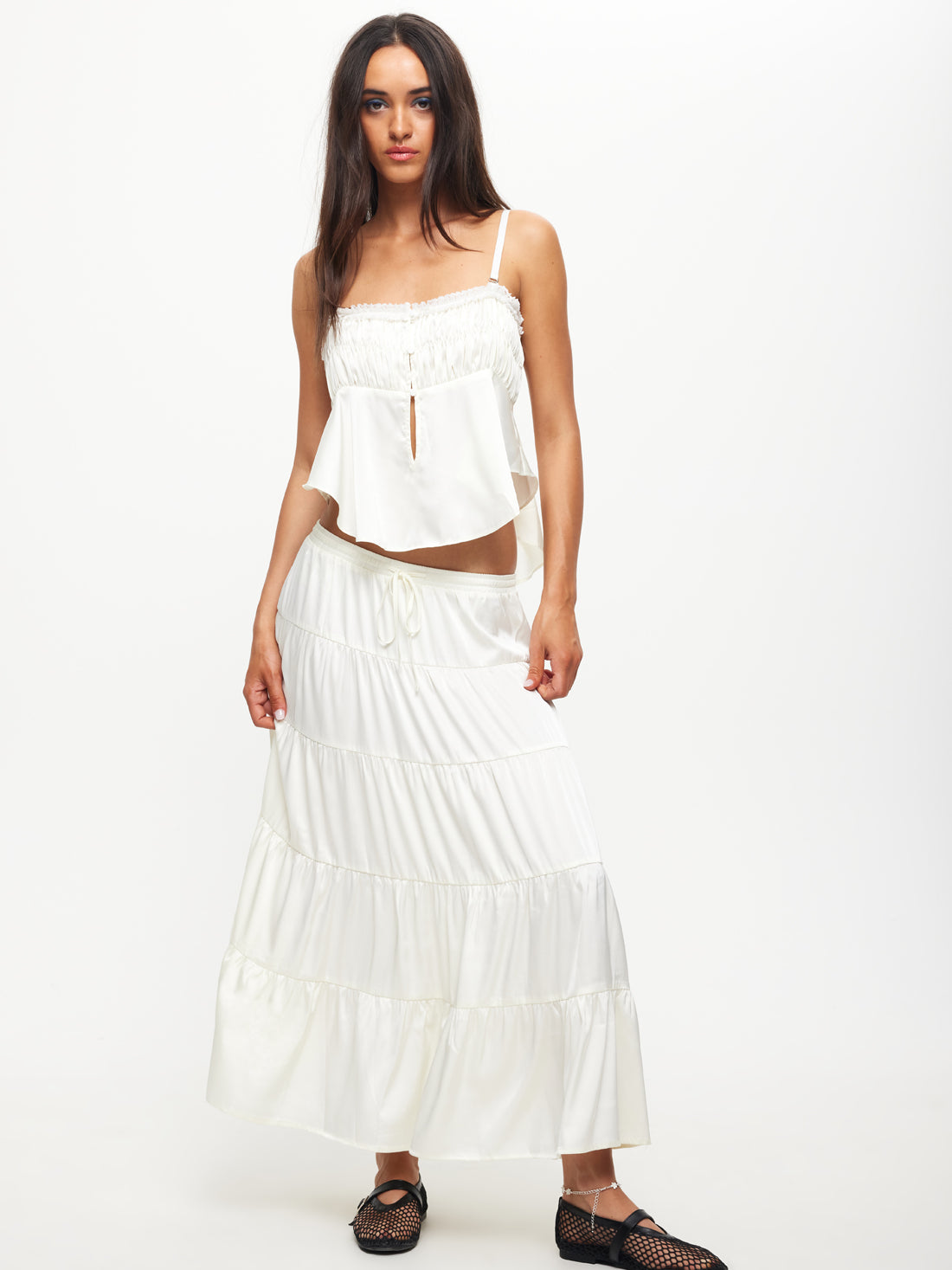 Keira Tiered Skirt in Porcelain White