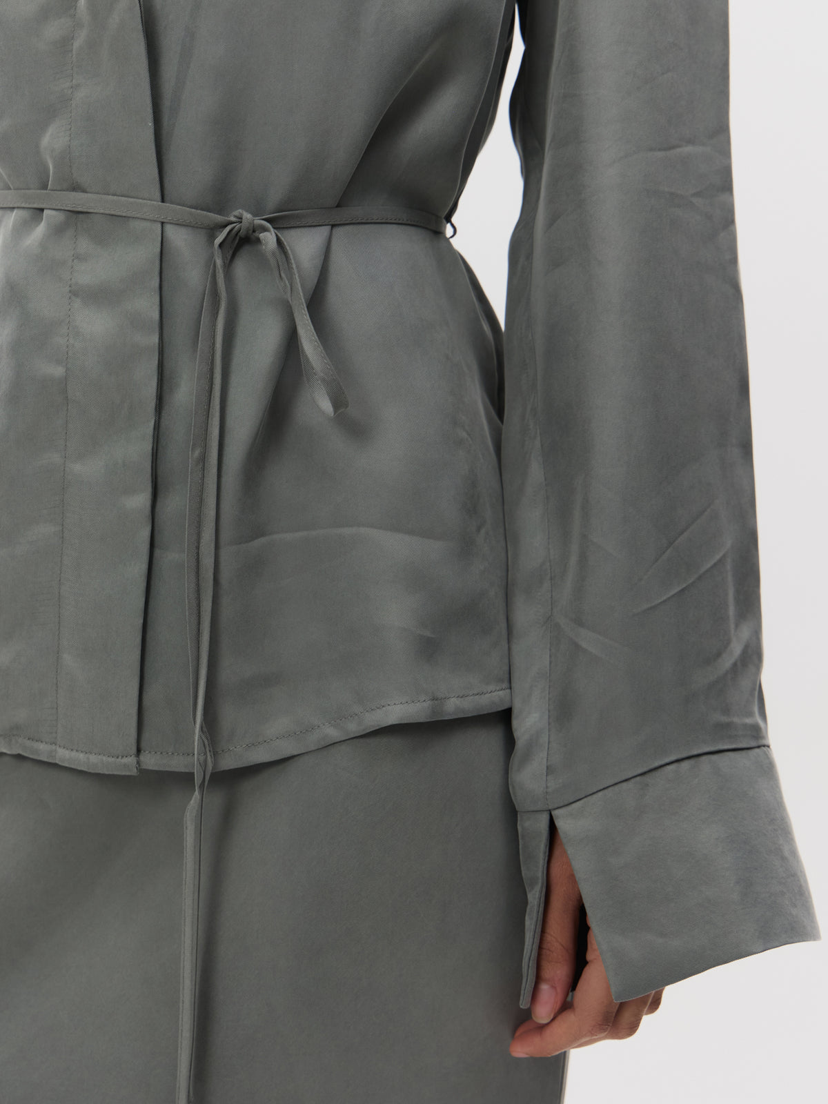 Lulu & Rose Chere Cupro Wrap Blouse | Silver