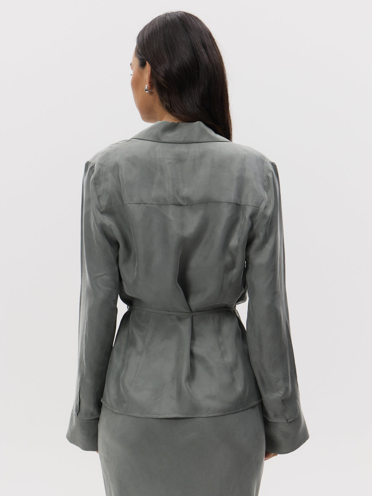 Lulu & Rose Chere Cupro Wrap Blouse | Silver