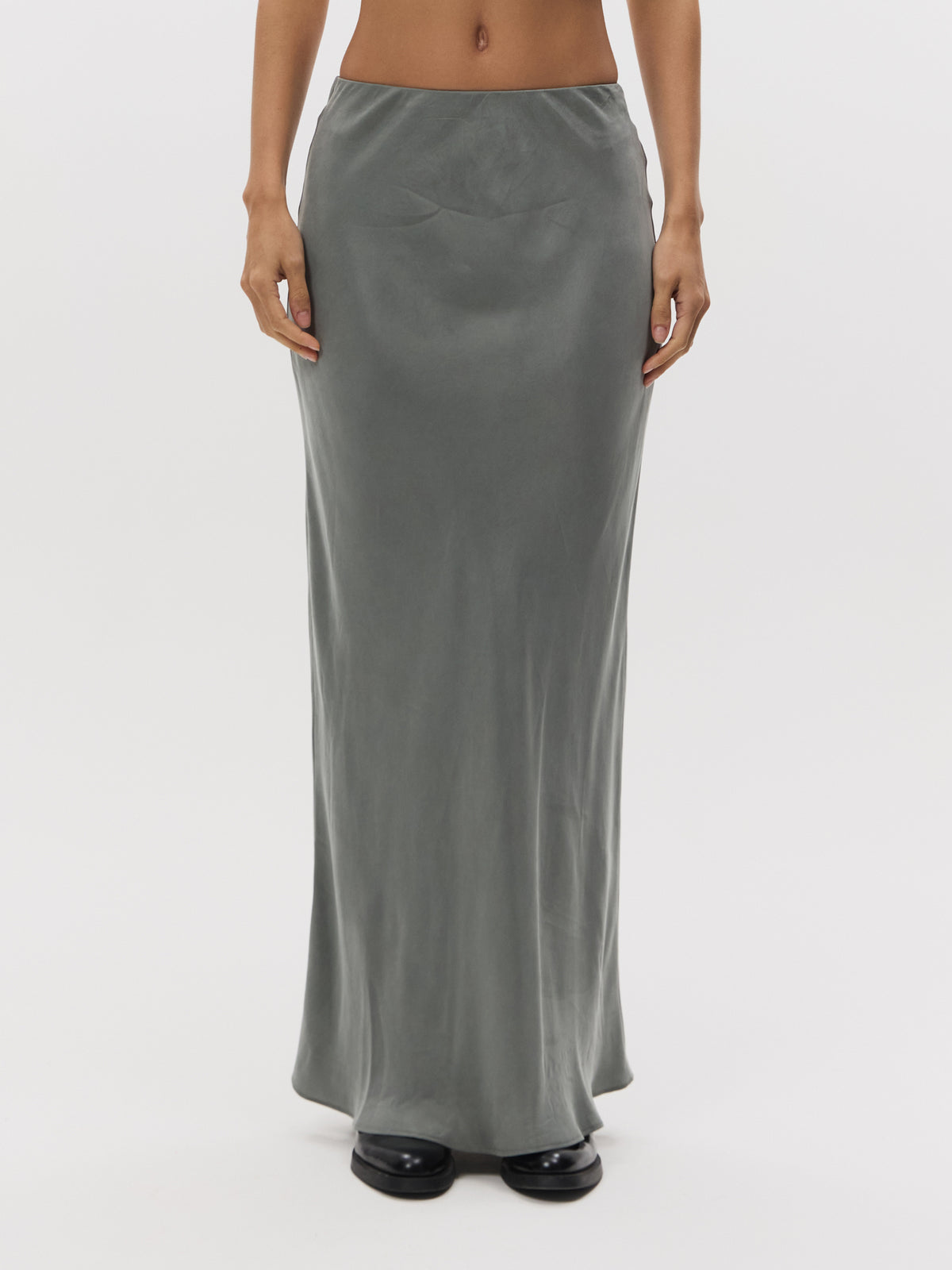 Lulu & Rose Chere Cupro Midi Skirt | Silver