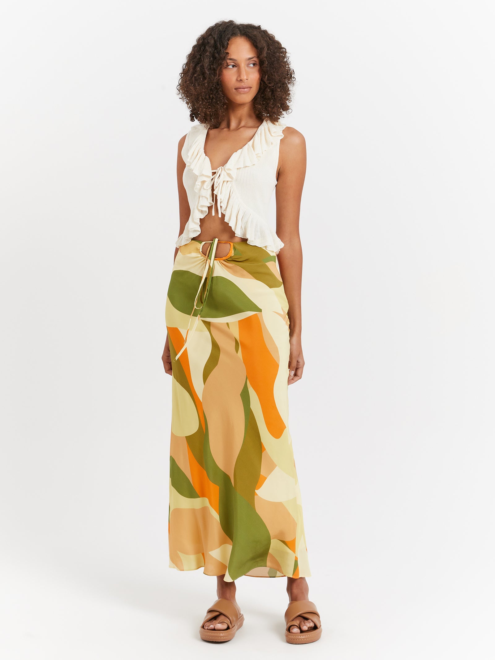 Nina Ruched Midi Skirt