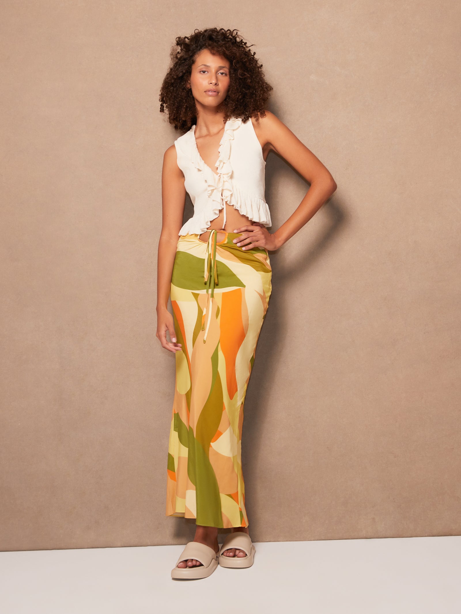 Nina Ruched Midi Skirt