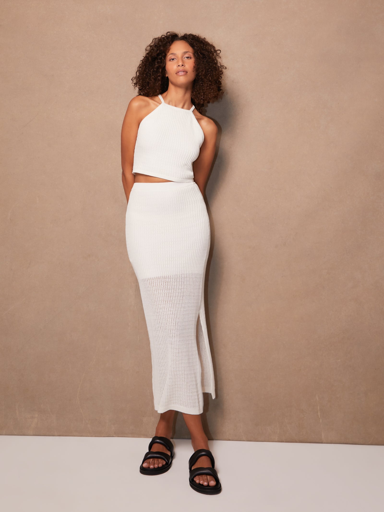 Alani Knit Halter Top in Off White - Glue Store