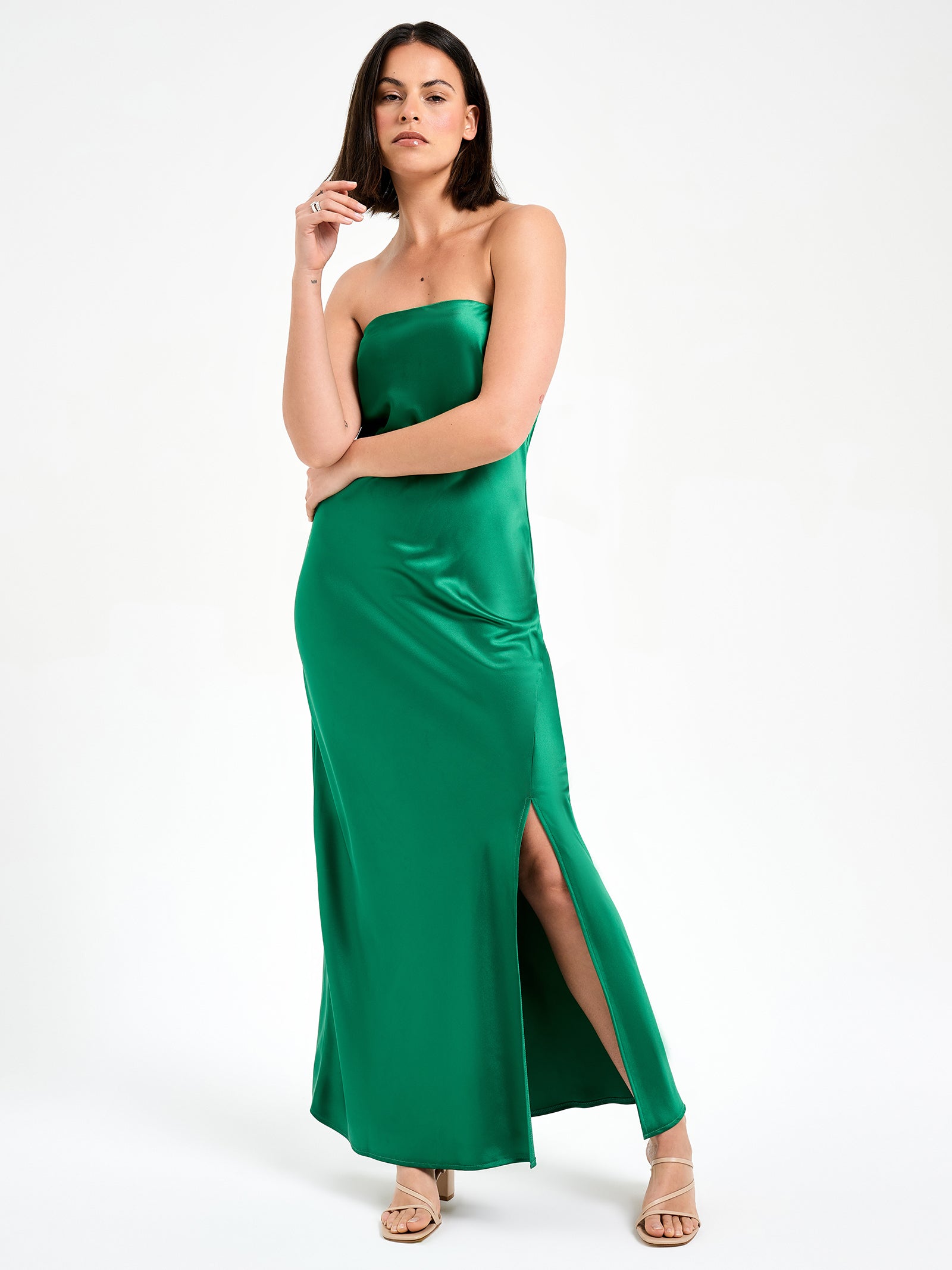 Celine Strapless Maxi Dress in Emerald