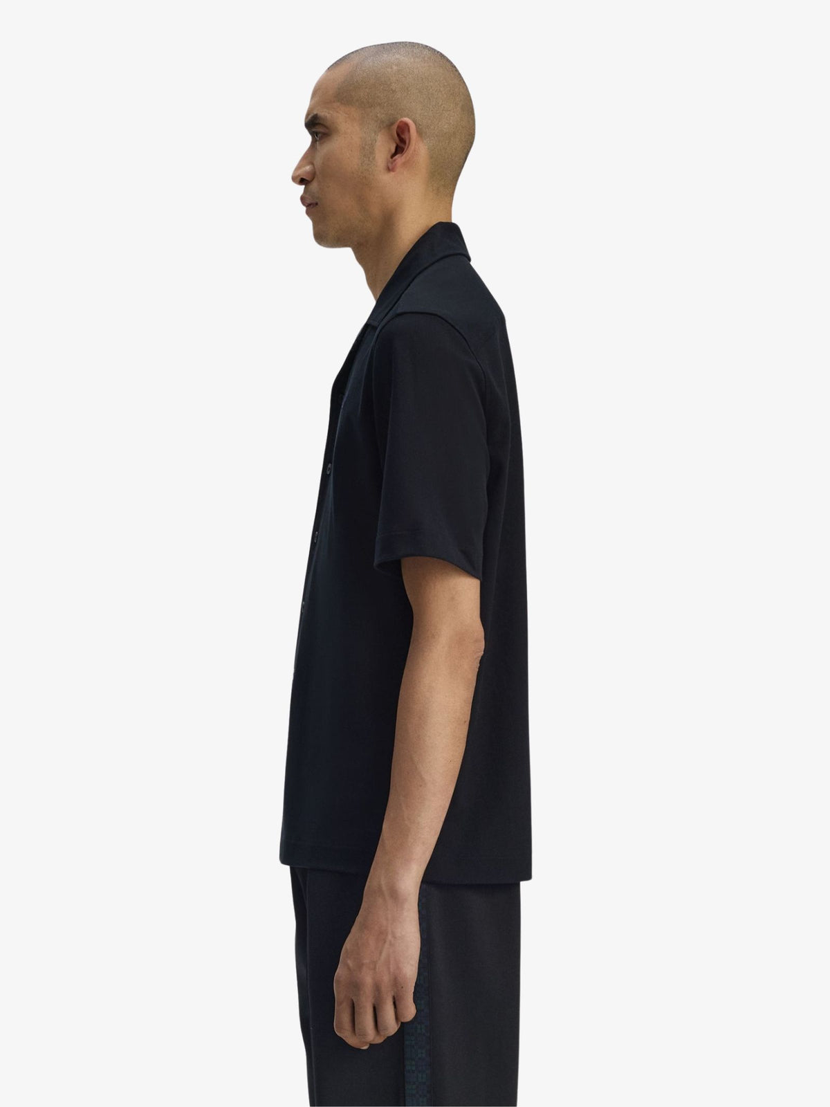 Fred Perry Compress Mesh Revere Collar Shirt | Black