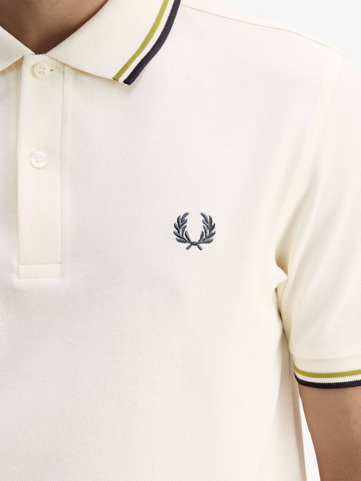 Fred Perry The Twin Tipped Fred Perry Shirt | Ecru/Tennis Ball Yellow