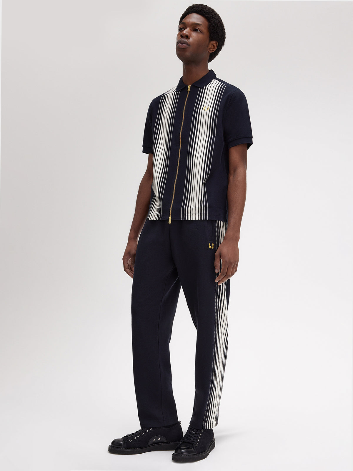 Fred Perry Ombre Stripe Zip Polo Shirt | Navy