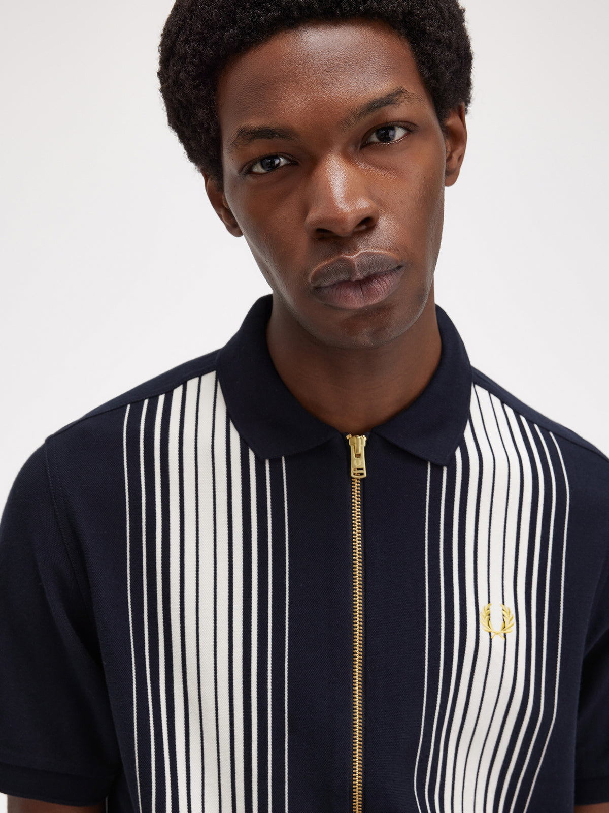 Fred Perry Ombre Stripe Zip Polo Shirt | Navy