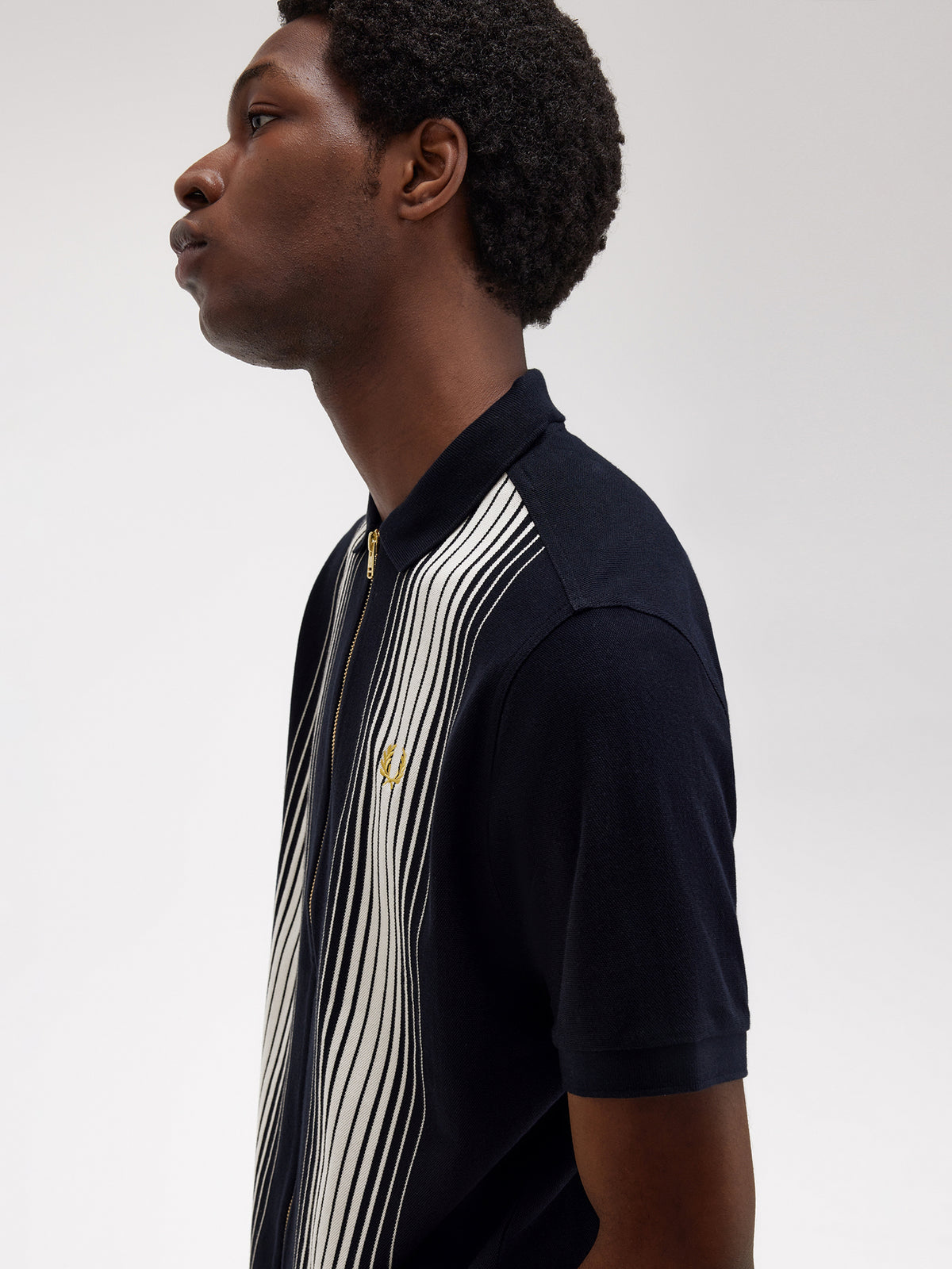 Fred Perry Ombre Stripe Zip Polo Shirt | Navy
