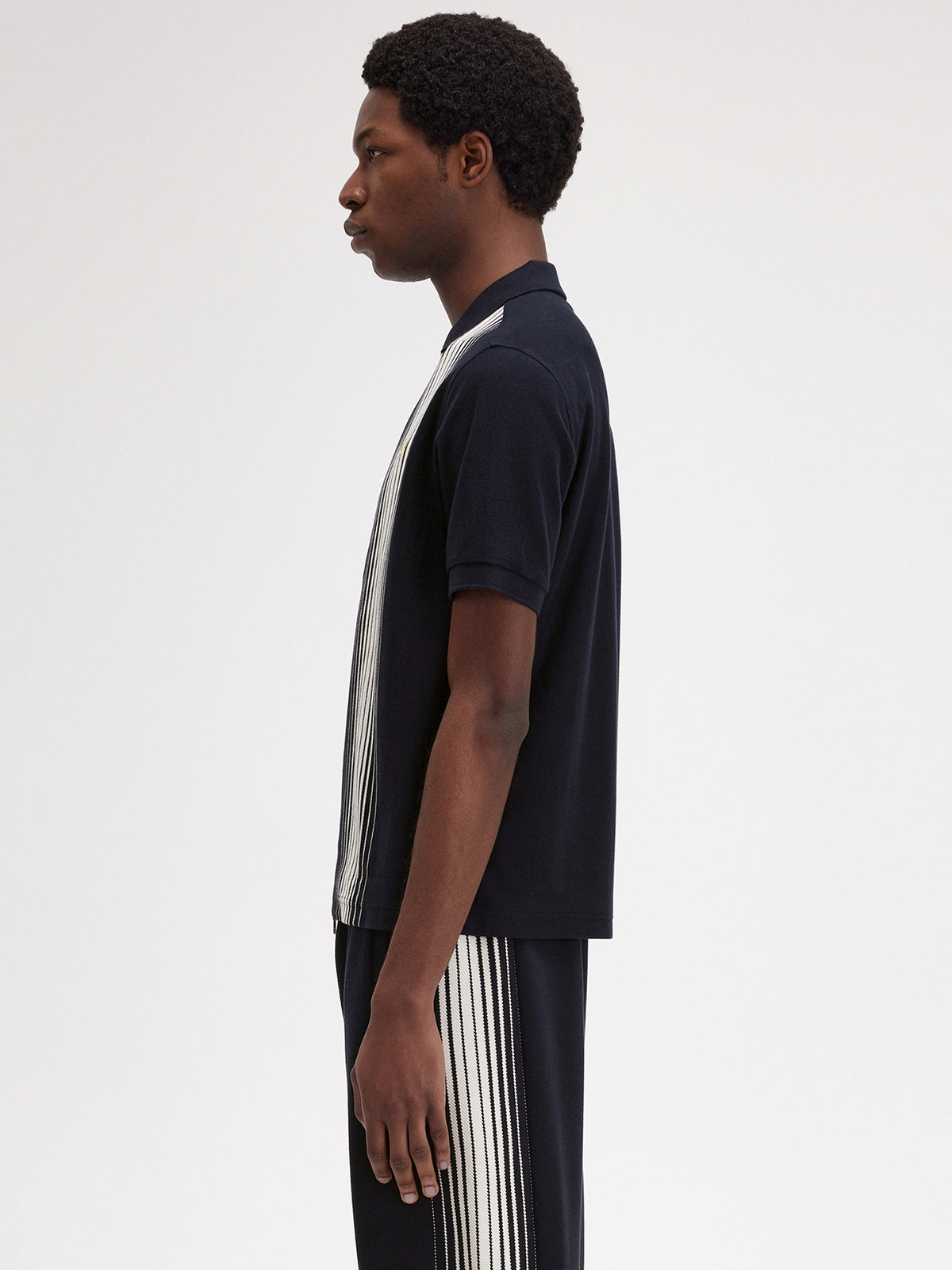 Fred Perry Ombre Stripe Zip Polo Shirt | Navy