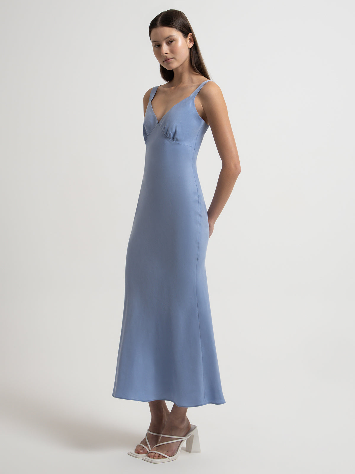 Nude Lucy Roni Cupro Slip Dress | Mineral Blue