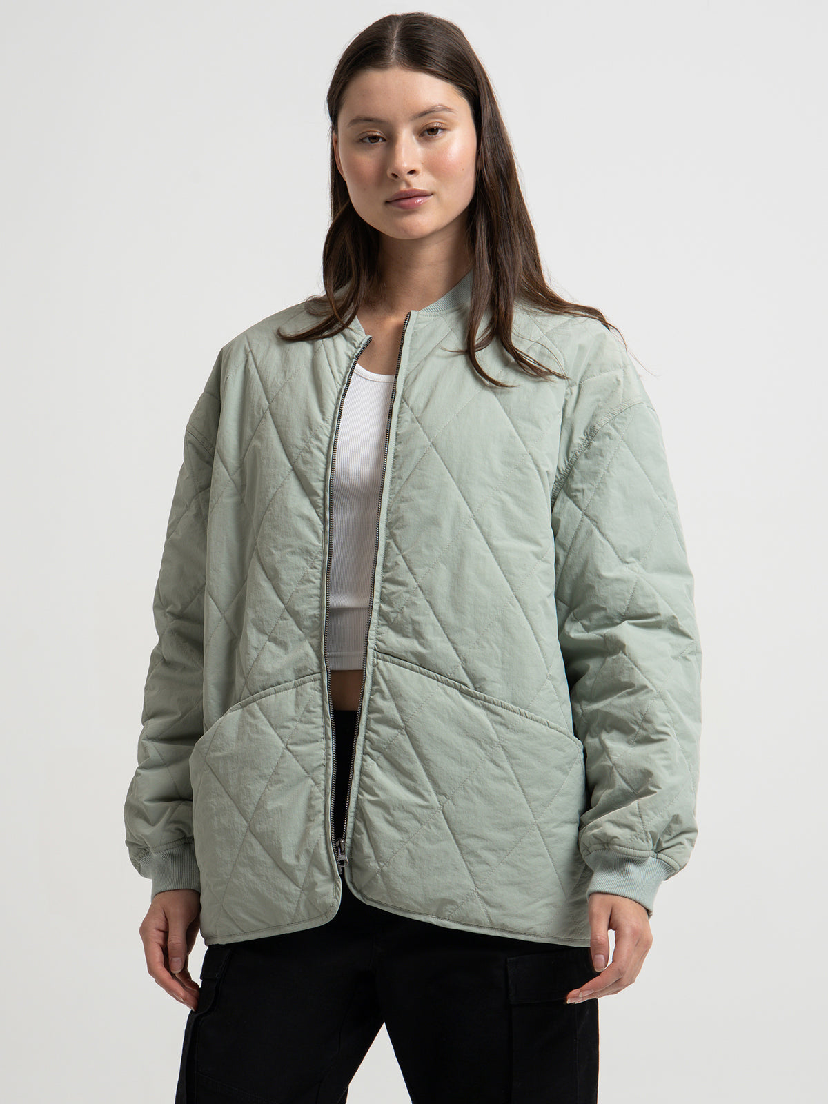 Dice Quilted Jacket in Sage