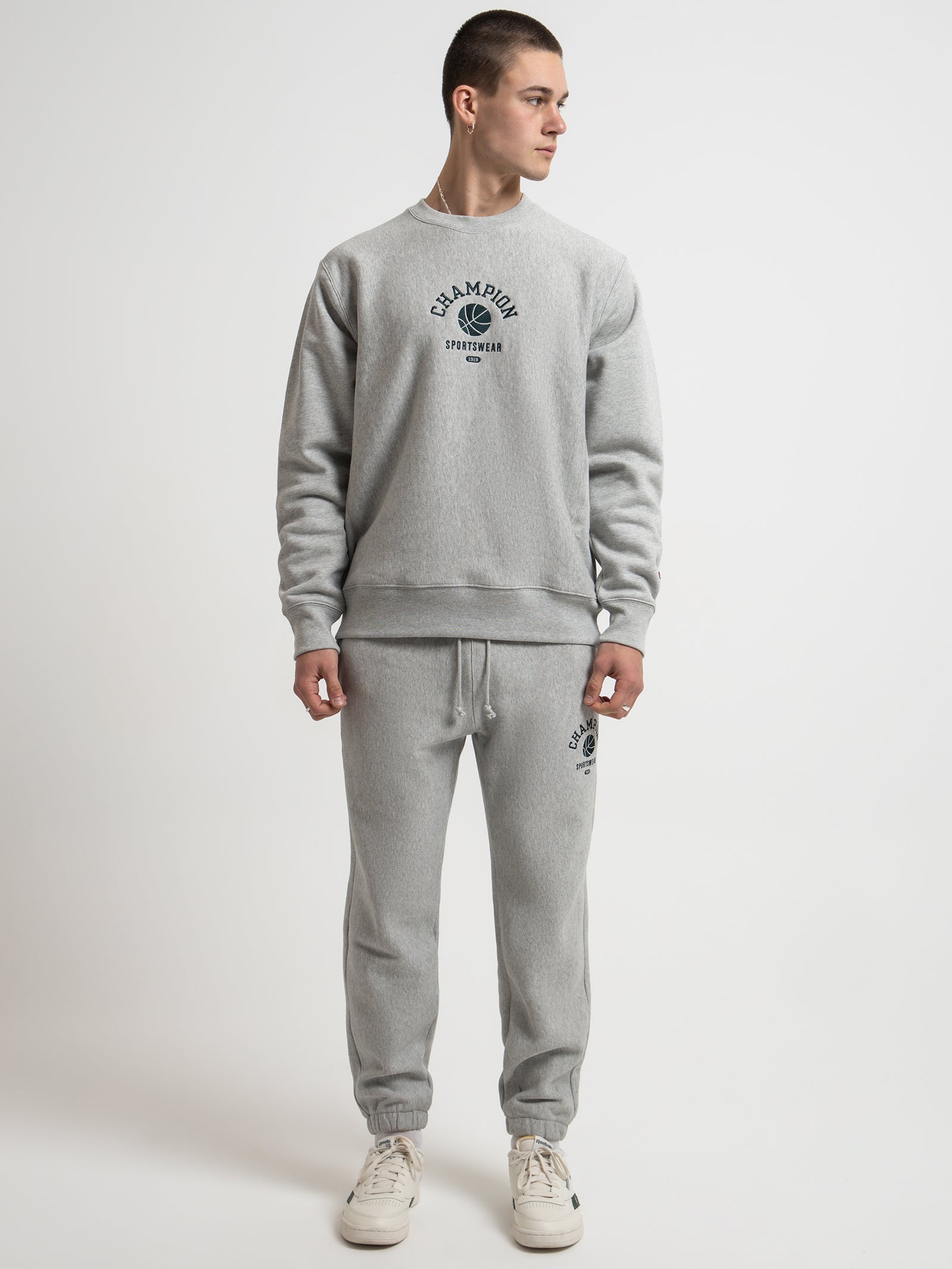 Reverse Weave Clubhouse Relaxed Joggers in Oxford Heather Grey - Glue Store