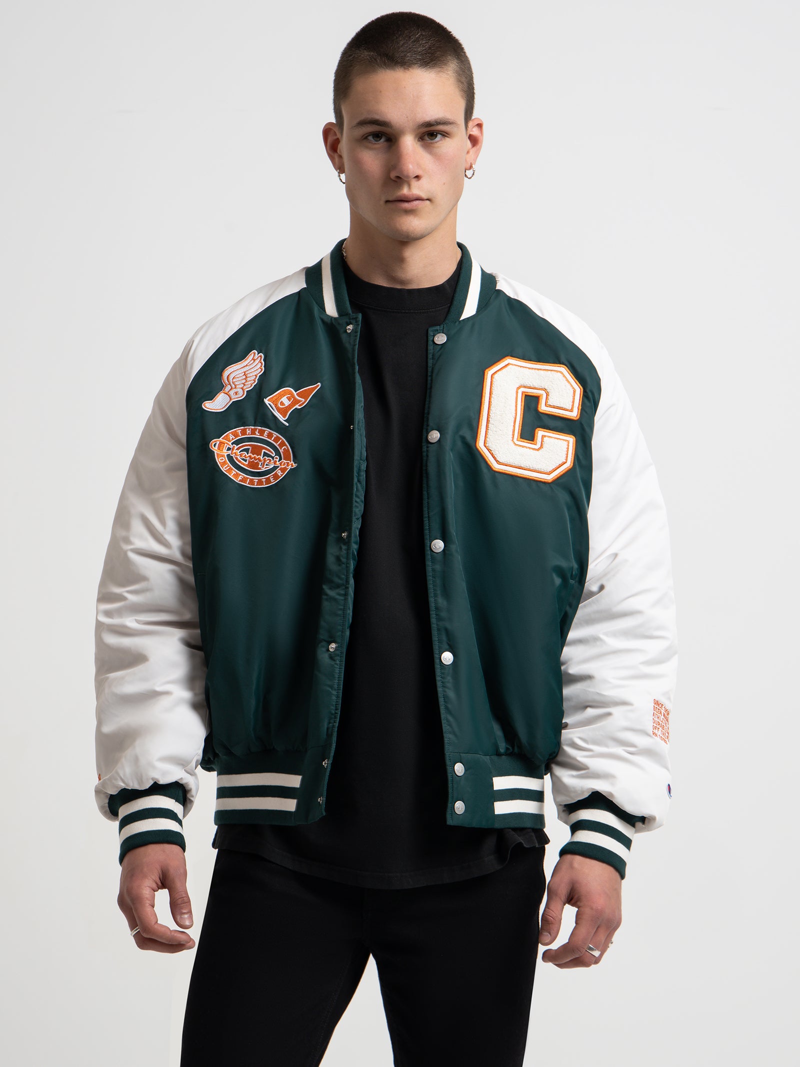 Re:Bound Clubhouse Varsity Jacket in Midfield Green