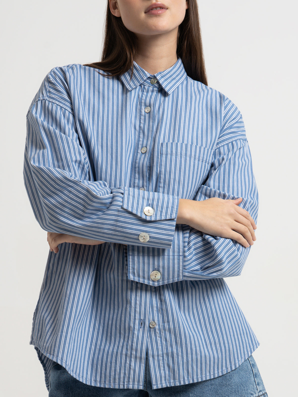 Sora Stripe Shirt in Blue Stripe