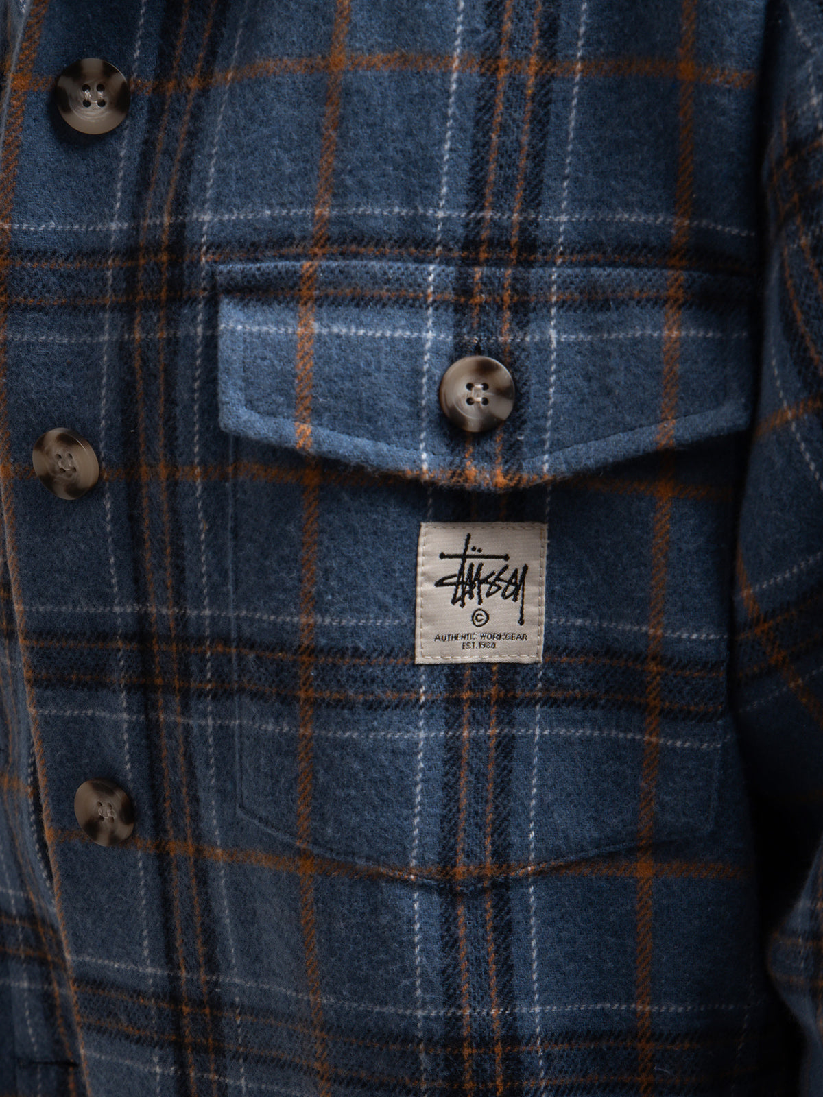 Harley Check Worker Jacket in Mid Blue