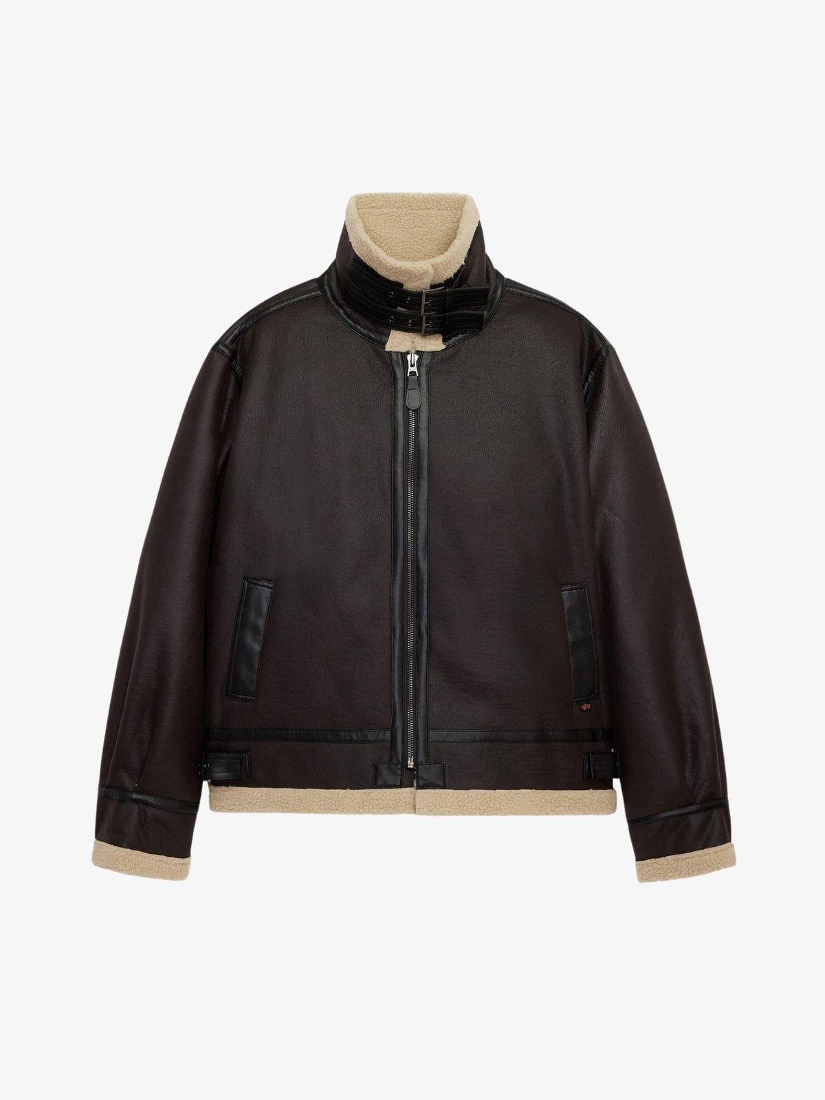 Alpha Industries Mouton B-3 Jacket | Brown Leather