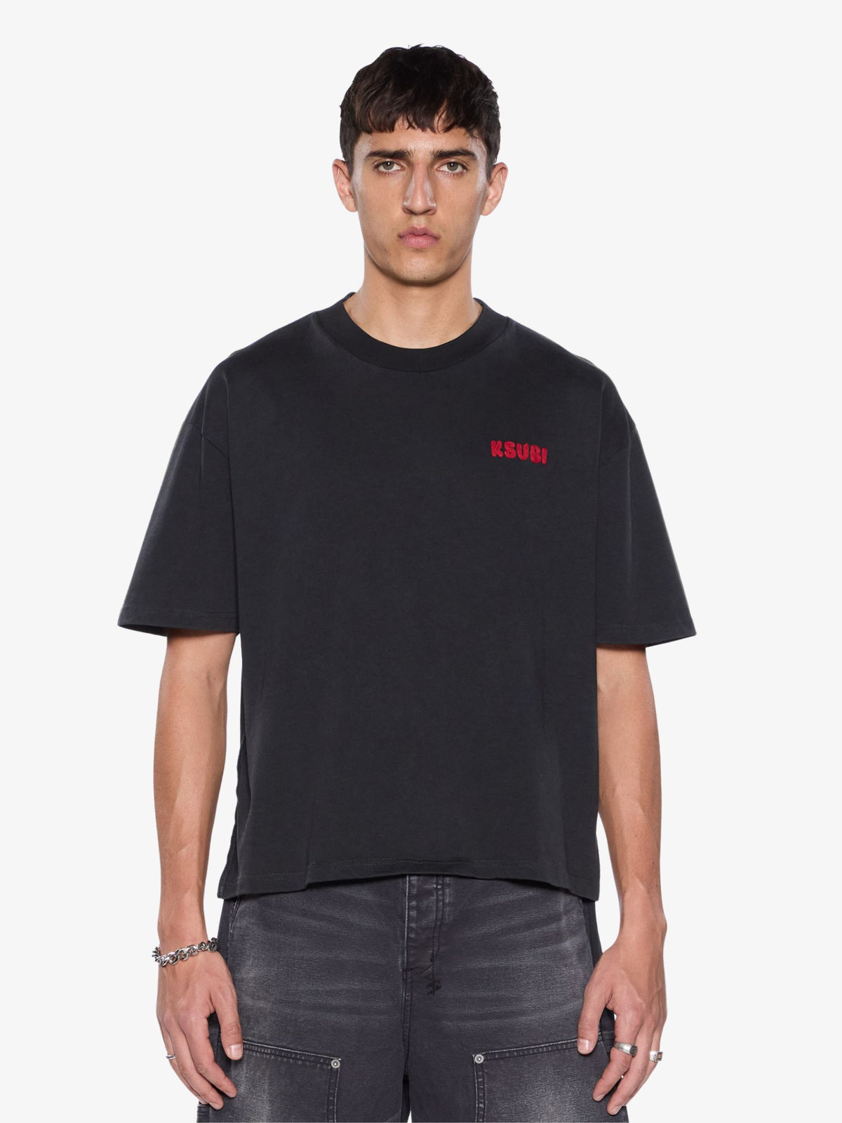 Ksubi Mekanik Halen Ss Tee | Charcoal/ Red
