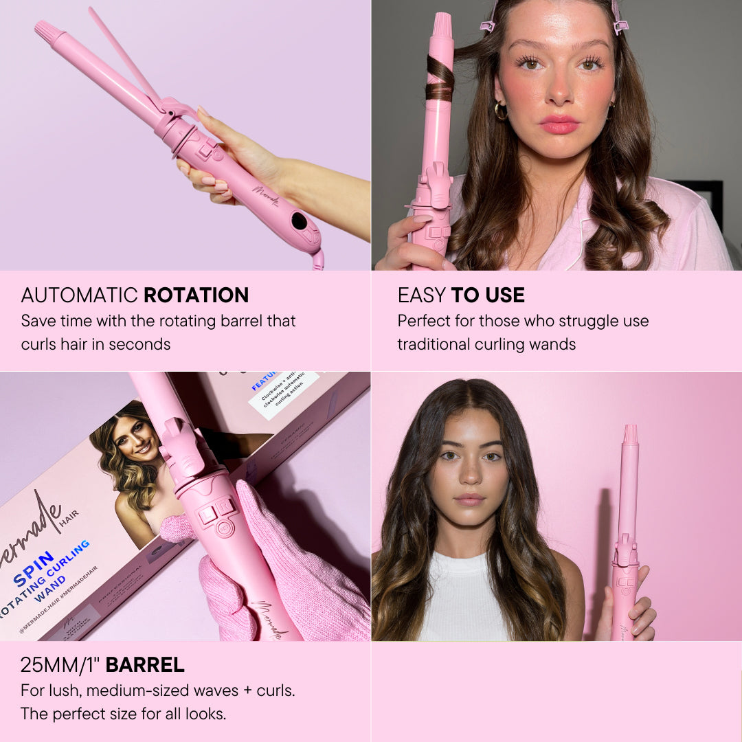 Mermade Hair Spin Curl Tong Pink Glue Store