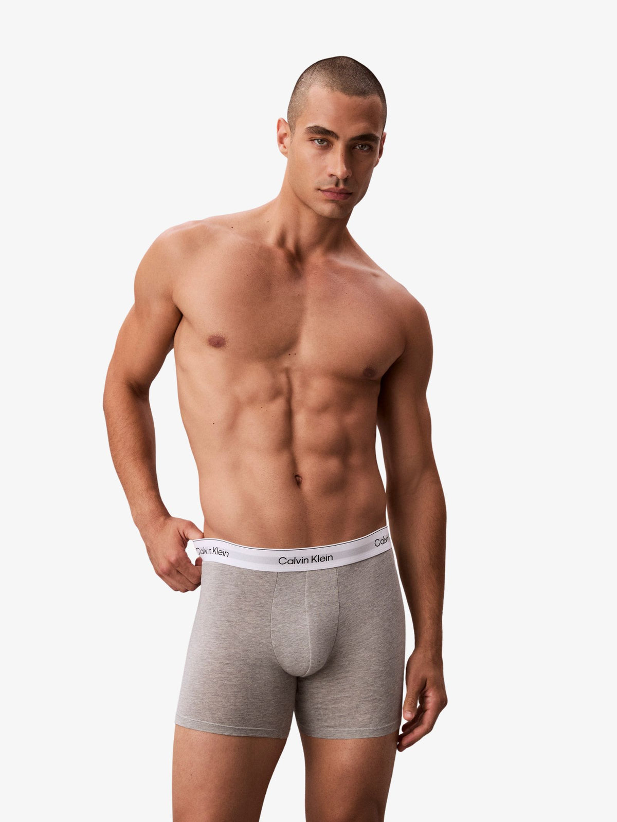 Calvin Klein Icon Cotton Stretch Boxer Brief (Mixed 3-Pack) | Grey Heather/White/Blac