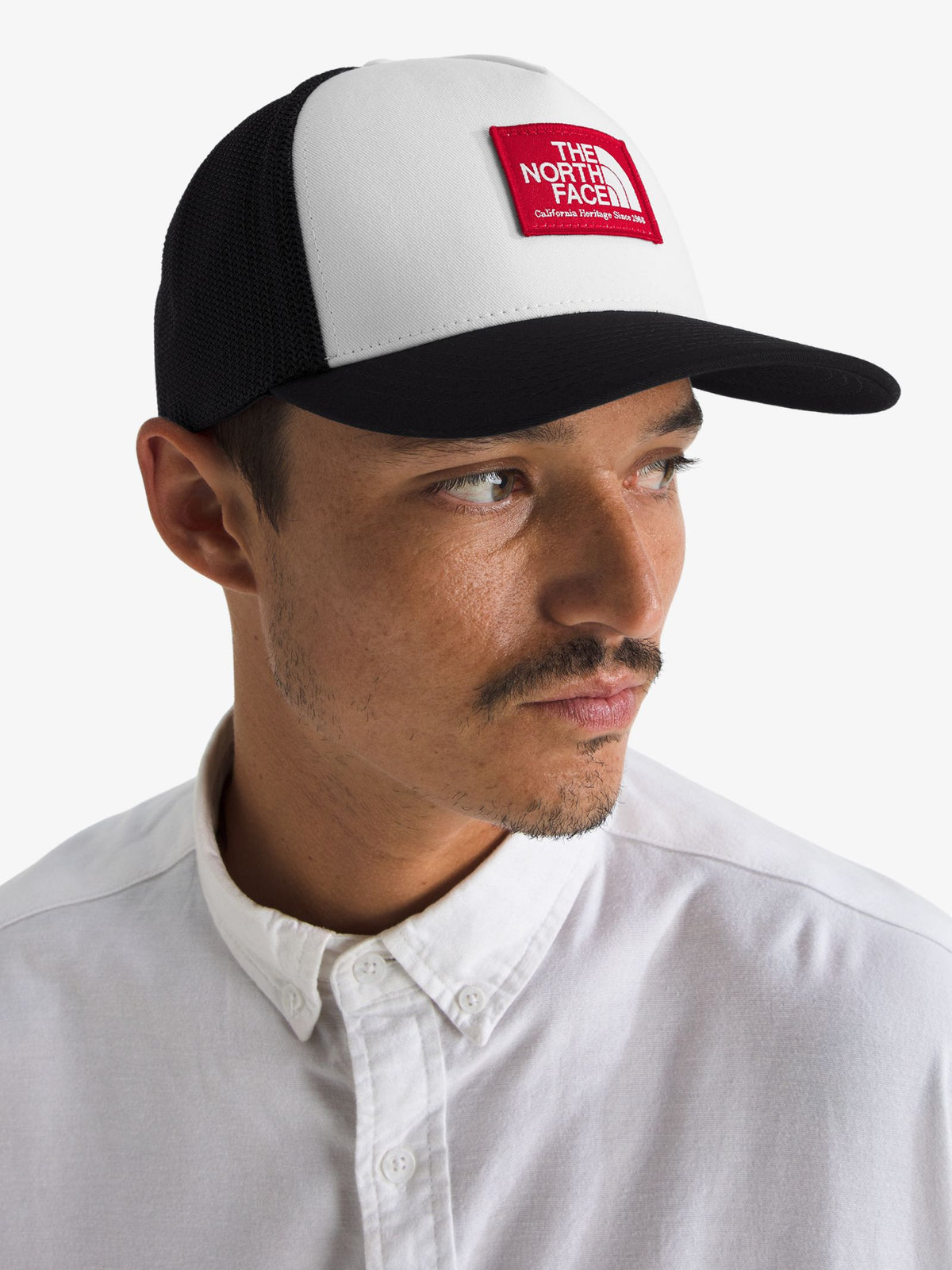 The North Face Keep It Patched Trucker Hat | BLACK/HORIZON RED/WHITE