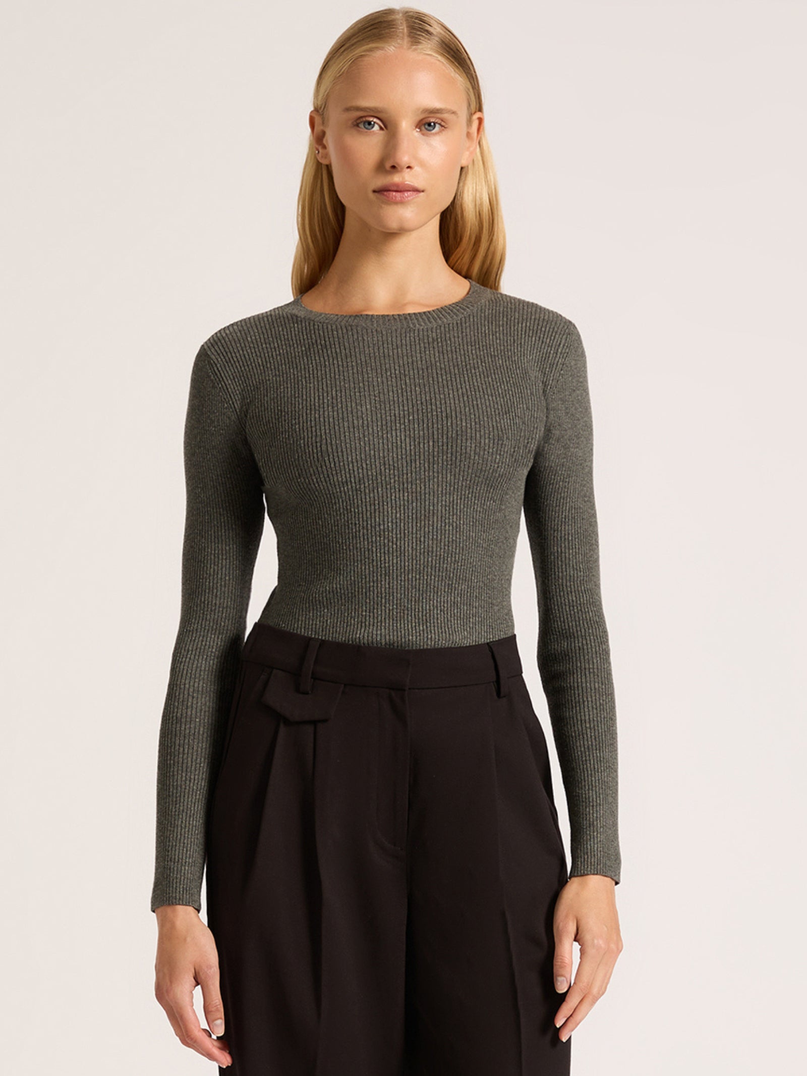 ls land image nude - 25"ls land image nude - 25" Nude lucy Classic Long Sleeve Knit Charcoal | Glue Store