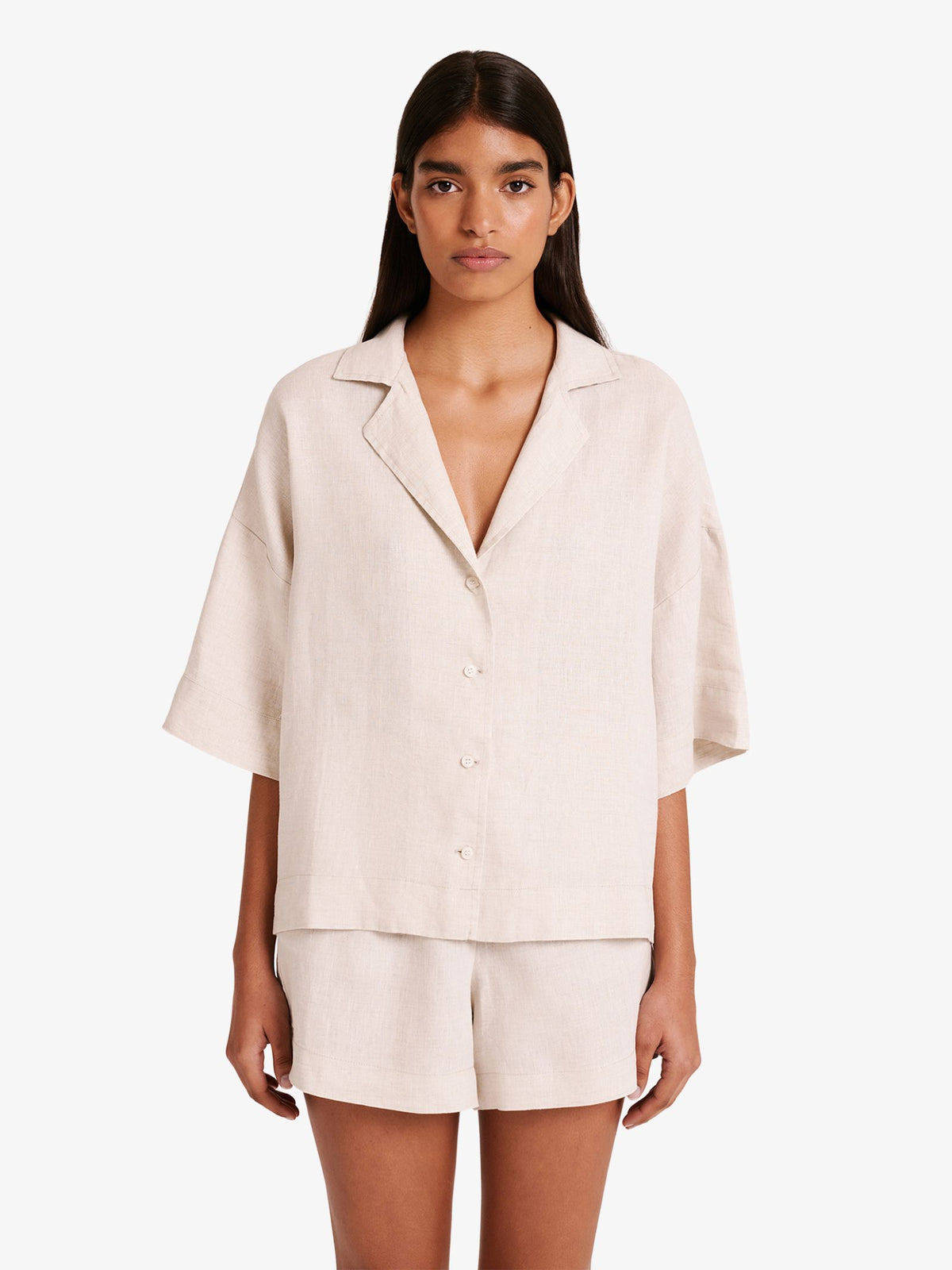Nude Lucy Linen Lounge Shirt | Natural