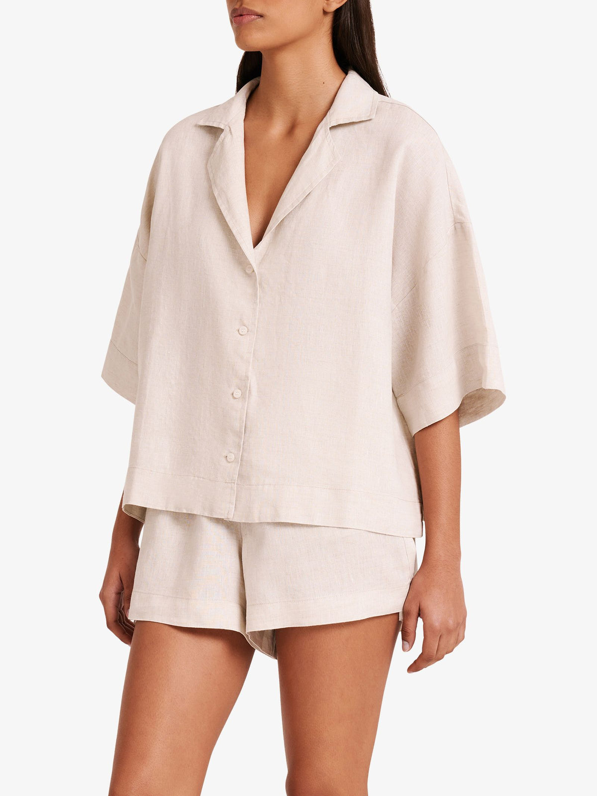 Nude Lucy Linen Lounge Shirt | Natural