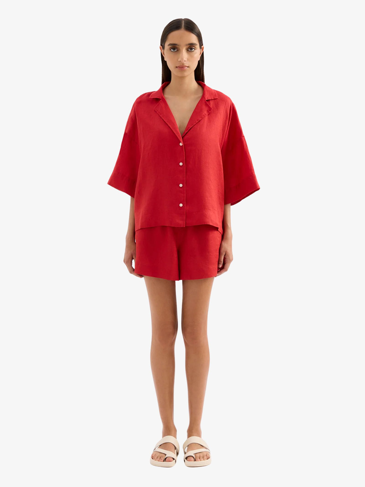 Nude Lucy Lounge Linen Shirt | Vermillion