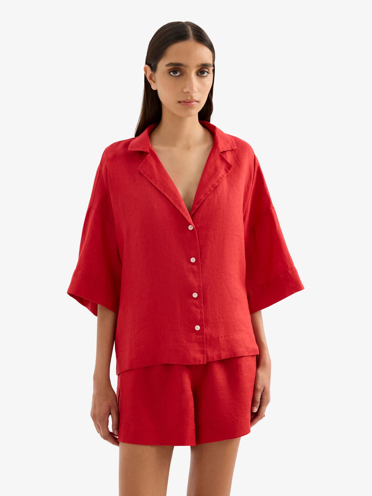 Nude Lucy Lounge Linen Shirt | Vermillion