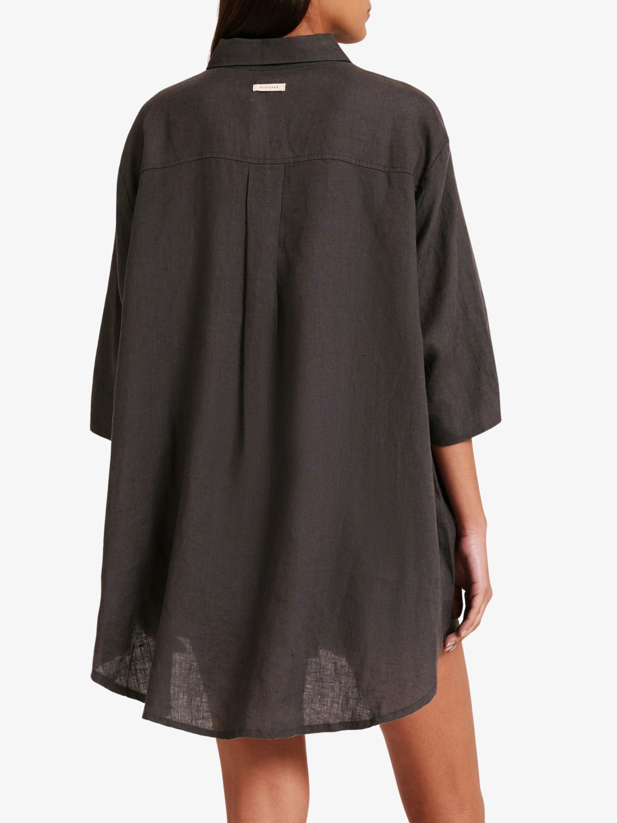 Nude Lucy Lounge Linen Longline Shirt | Coal