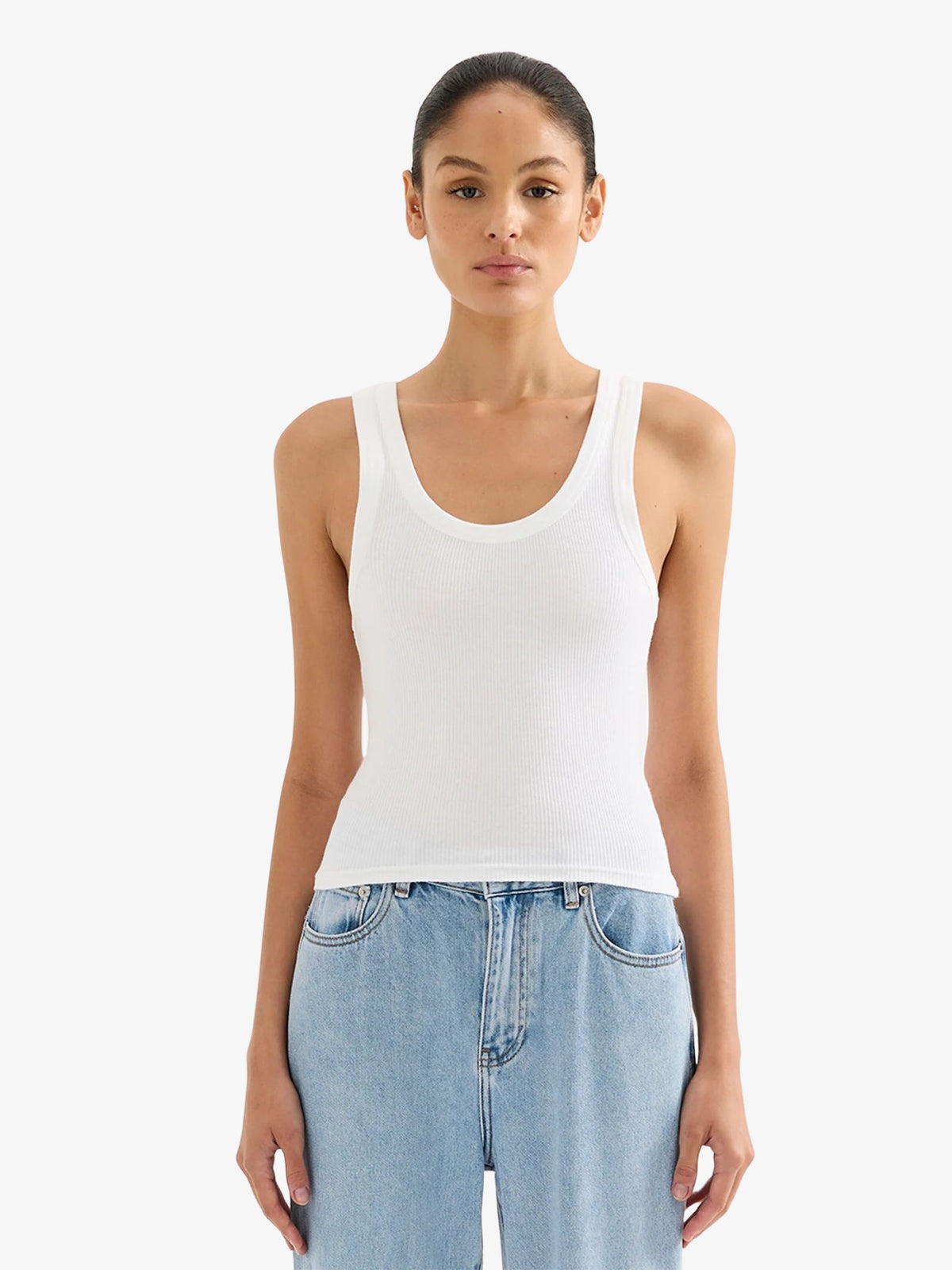 Nude Lucy Organic Rib Singlet | White