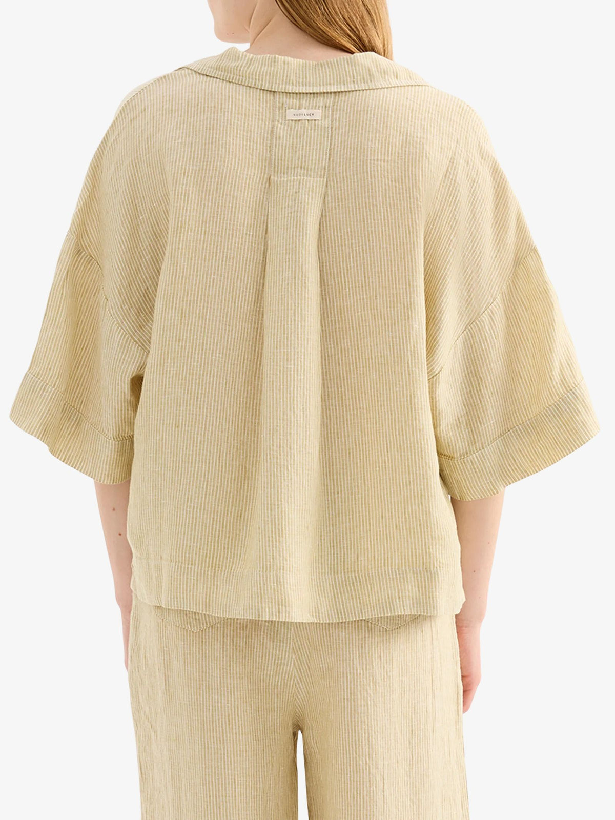 Nude Lucy Lounge Stripe Linen Shirt | Moss Stripe