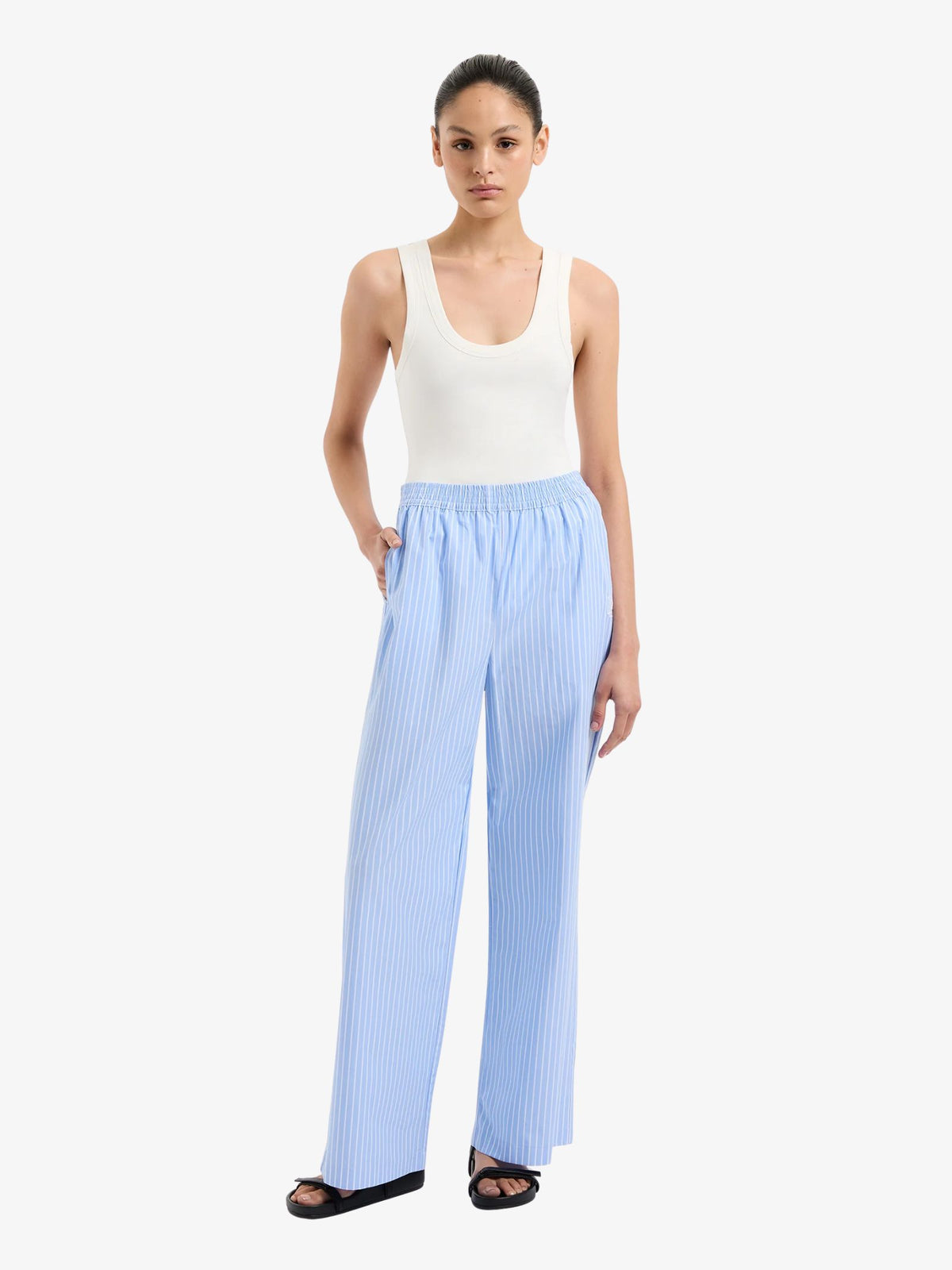 Nude Lucy Organic Poplin Pants | Sky Stripe
