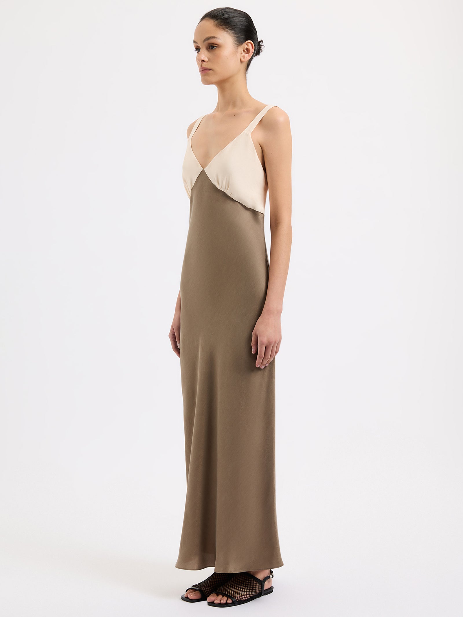 Nude Lucy Seshni Tencel Slip Dress Chestnut Splice