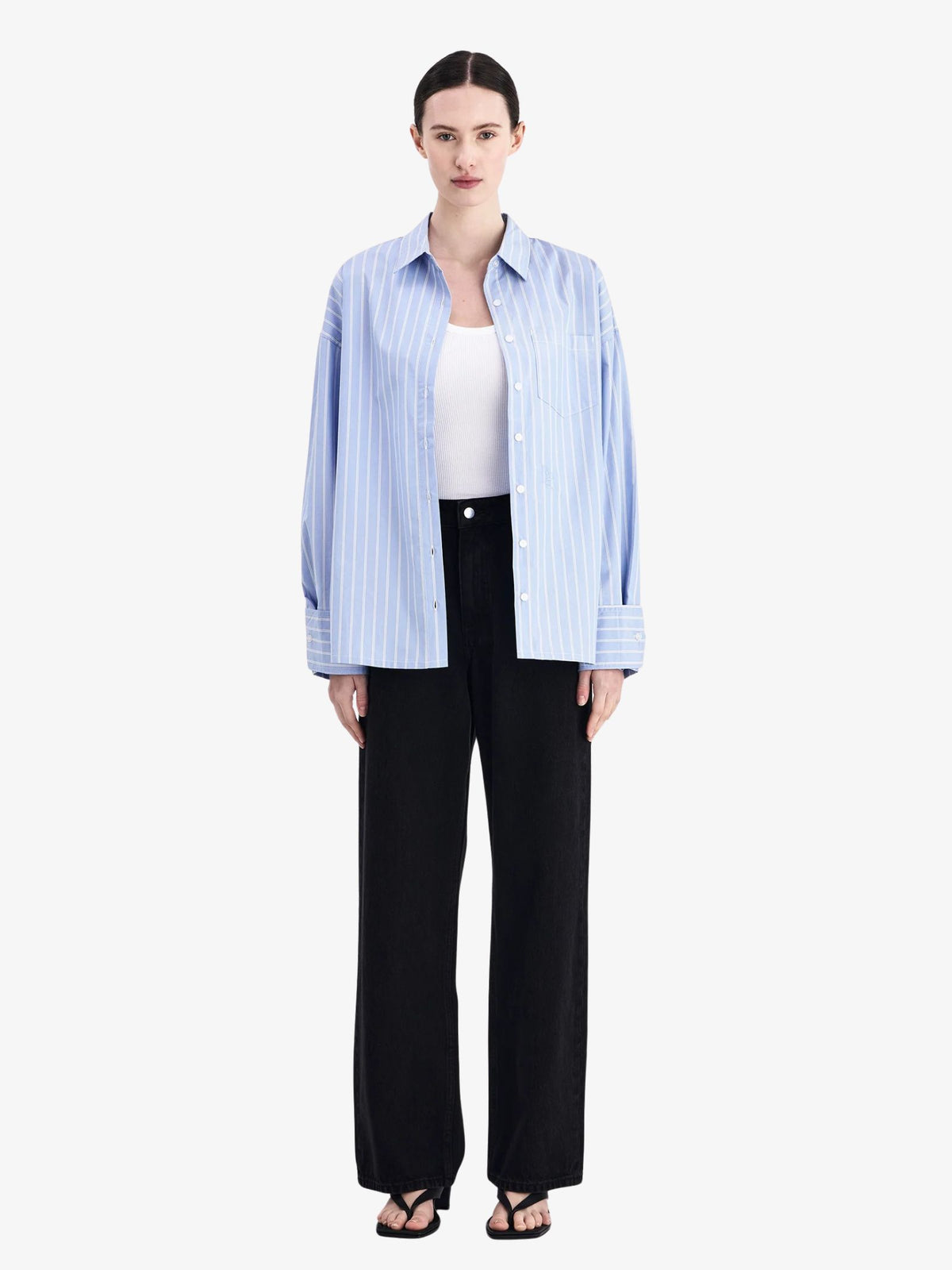 Nude Lucy Organic Poplin Shirt | Sky Stripe