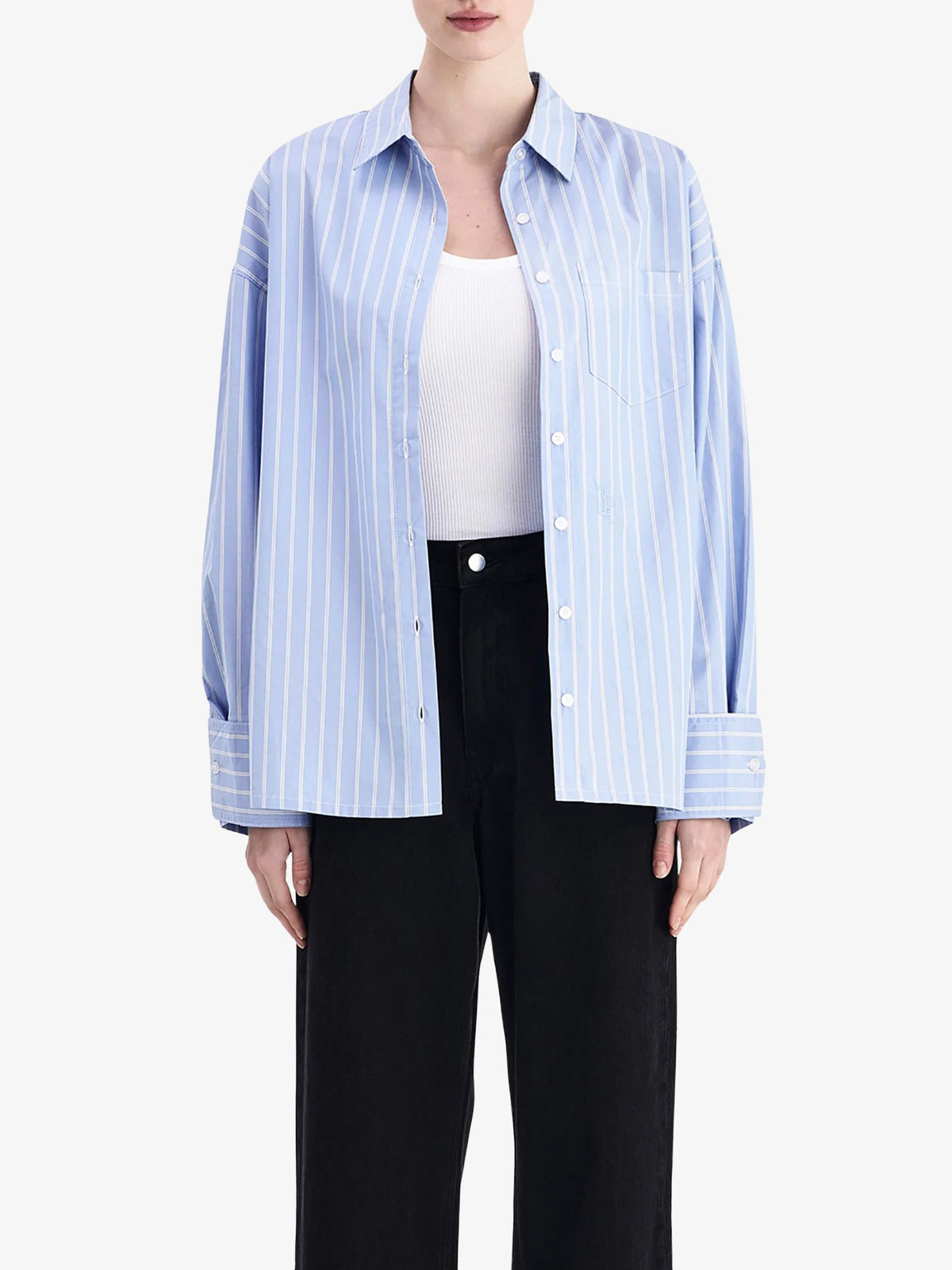 Nude Lucy Organic Poplin Shirt | Sky Stripe